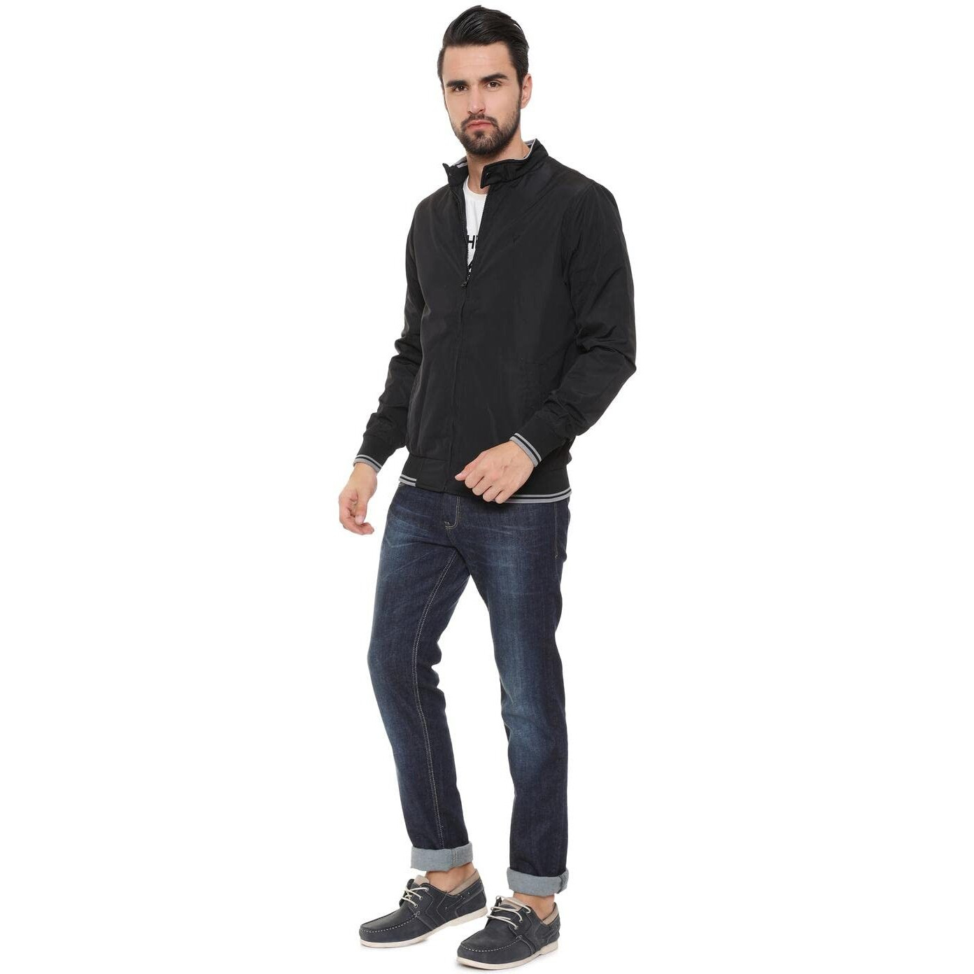 Allen Solly Polyester Men's Standard Length A-Line Coat (Asjkobop519952_Black_S)