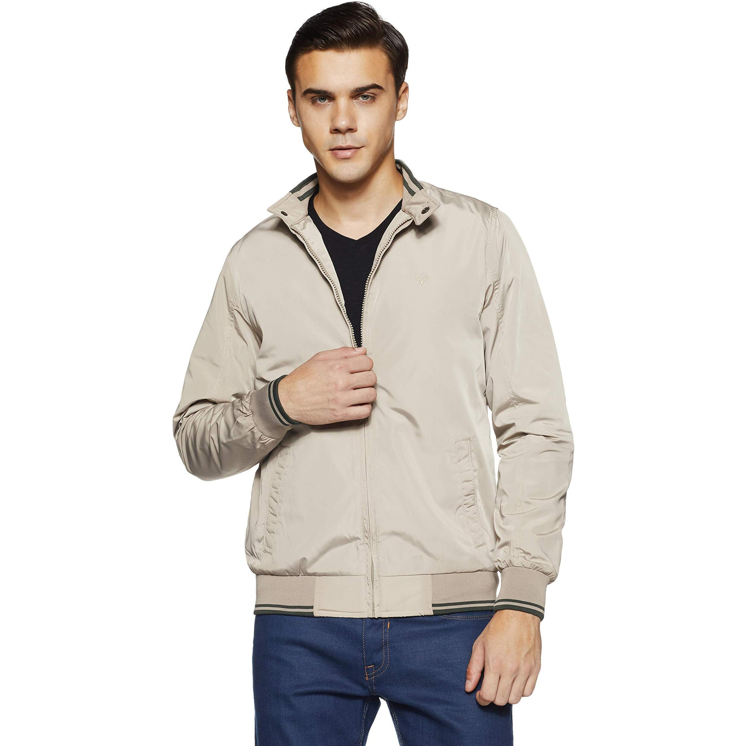 Allen Solly Polyester Men's Standard Length A-Line Coat (Asjkobopj62517_Light Beige_S)