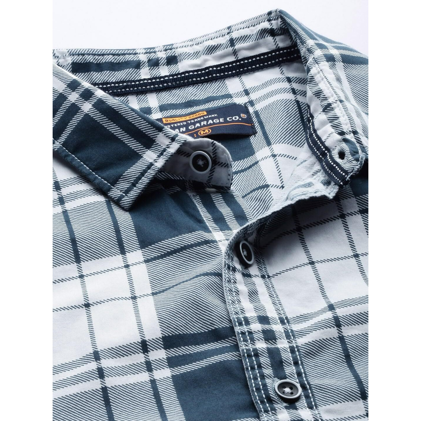 The Indian Garage Co Men's Checkered Slim Fit Shirt (0121-SH69-05_White 2XL)