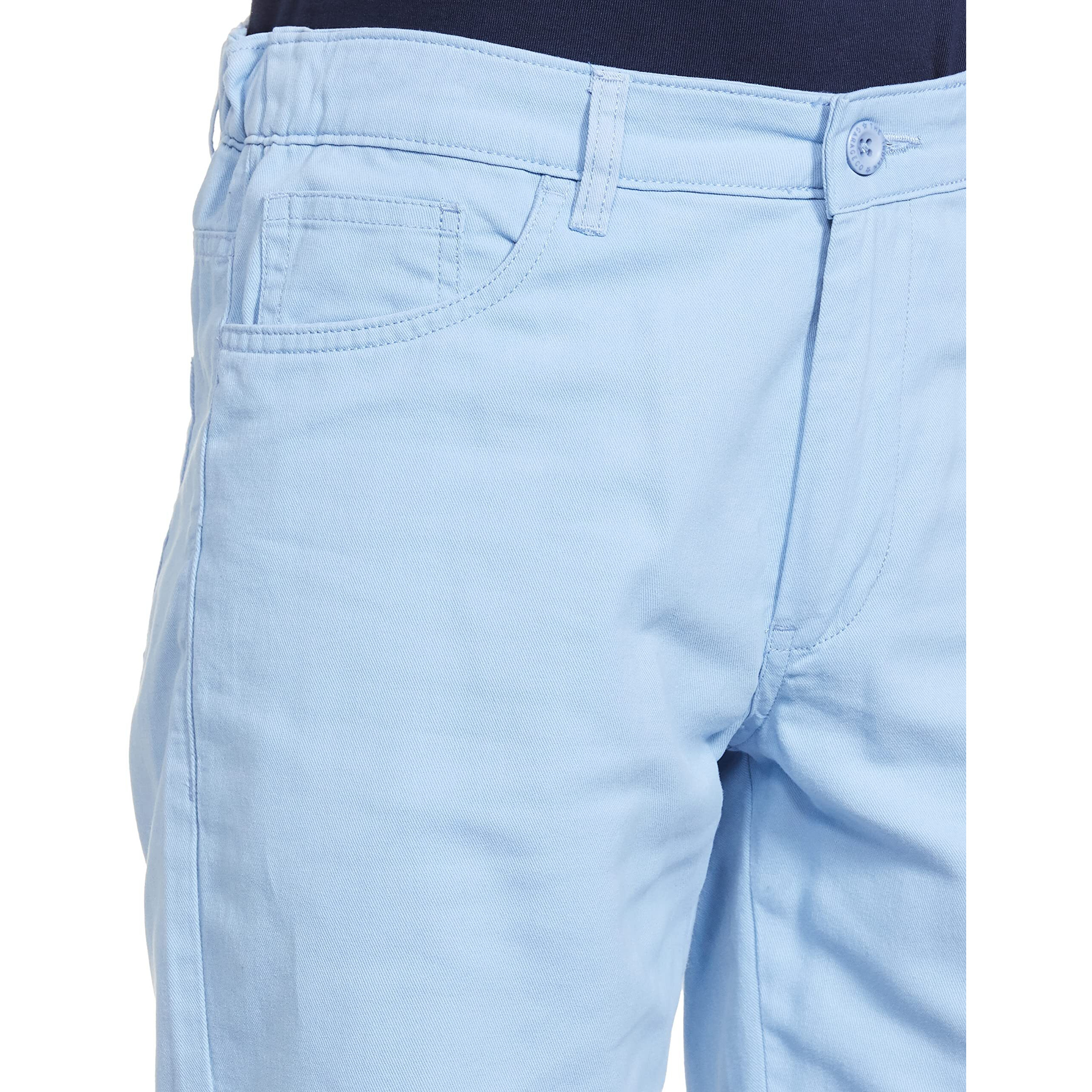 The Indian Garage Co Men Slim Fit Solid Mid-Rise Chino Shorts Lt Blue