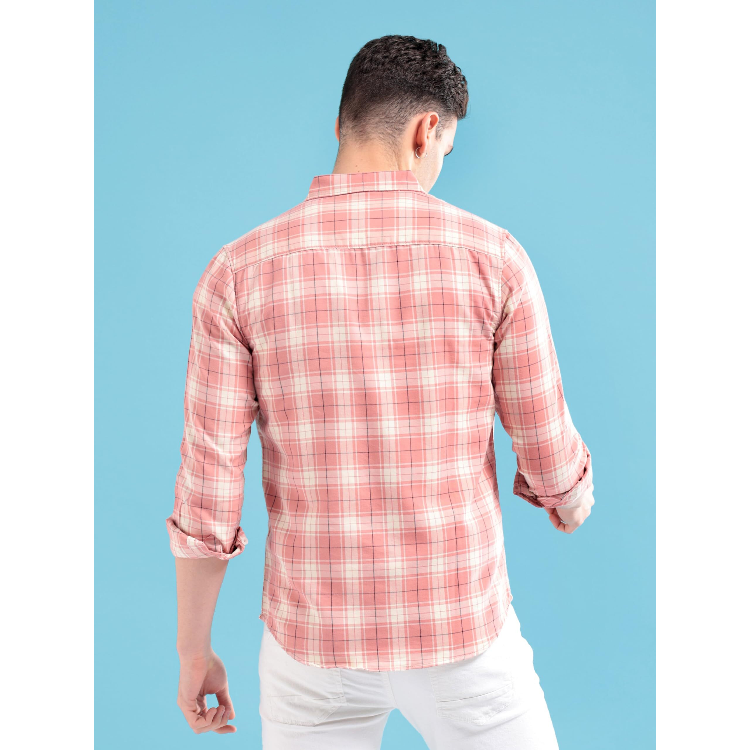 The Indian Garage Co Men's Slim Fit Shirt (0422-SH191-03_Coral M)