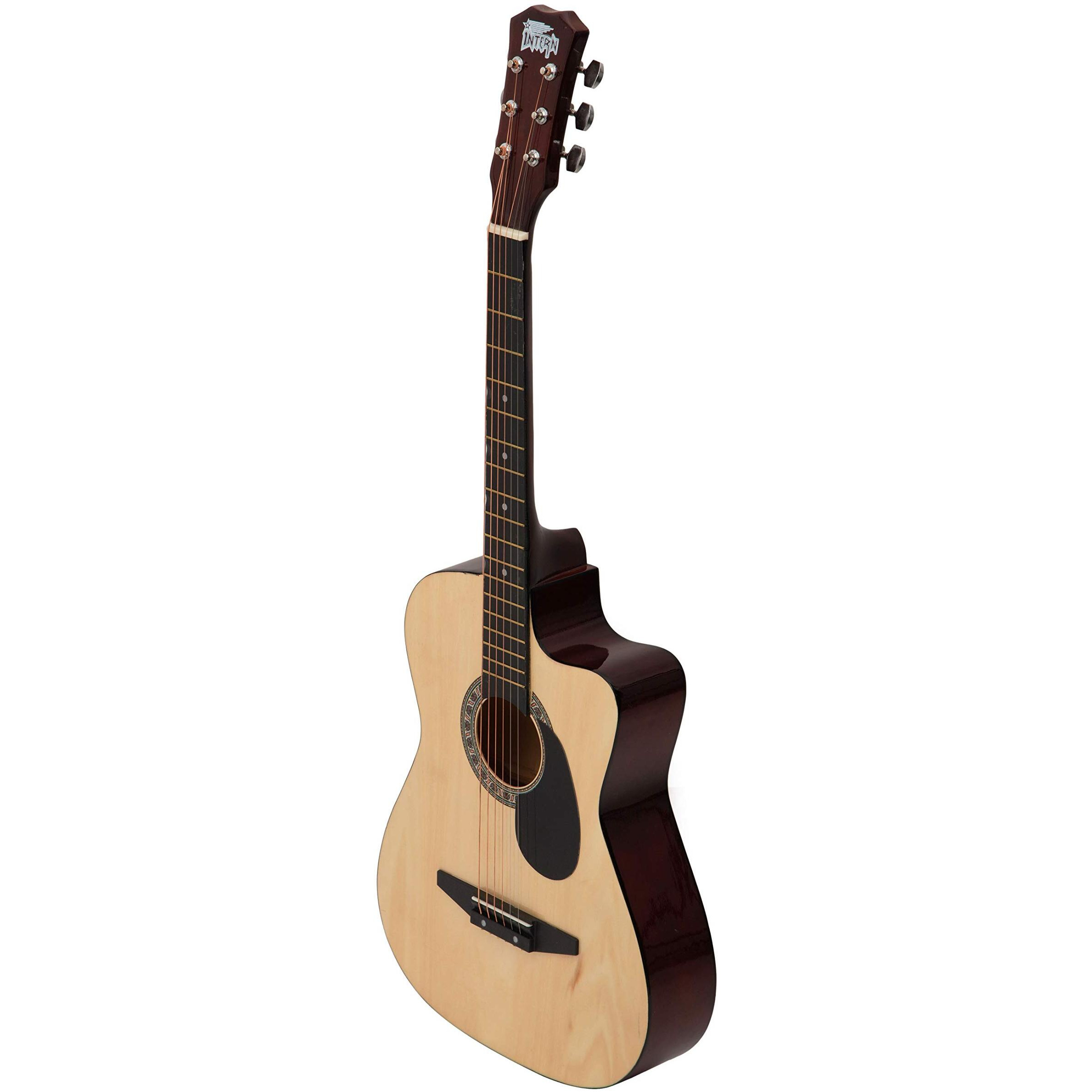 Intern INT-38C-NT-G 38 Incheses lindenwood Right HAnded Acoustic Guitar Kit With Bag, Strings, Pick And Strap (Natural, 6-Strings)
