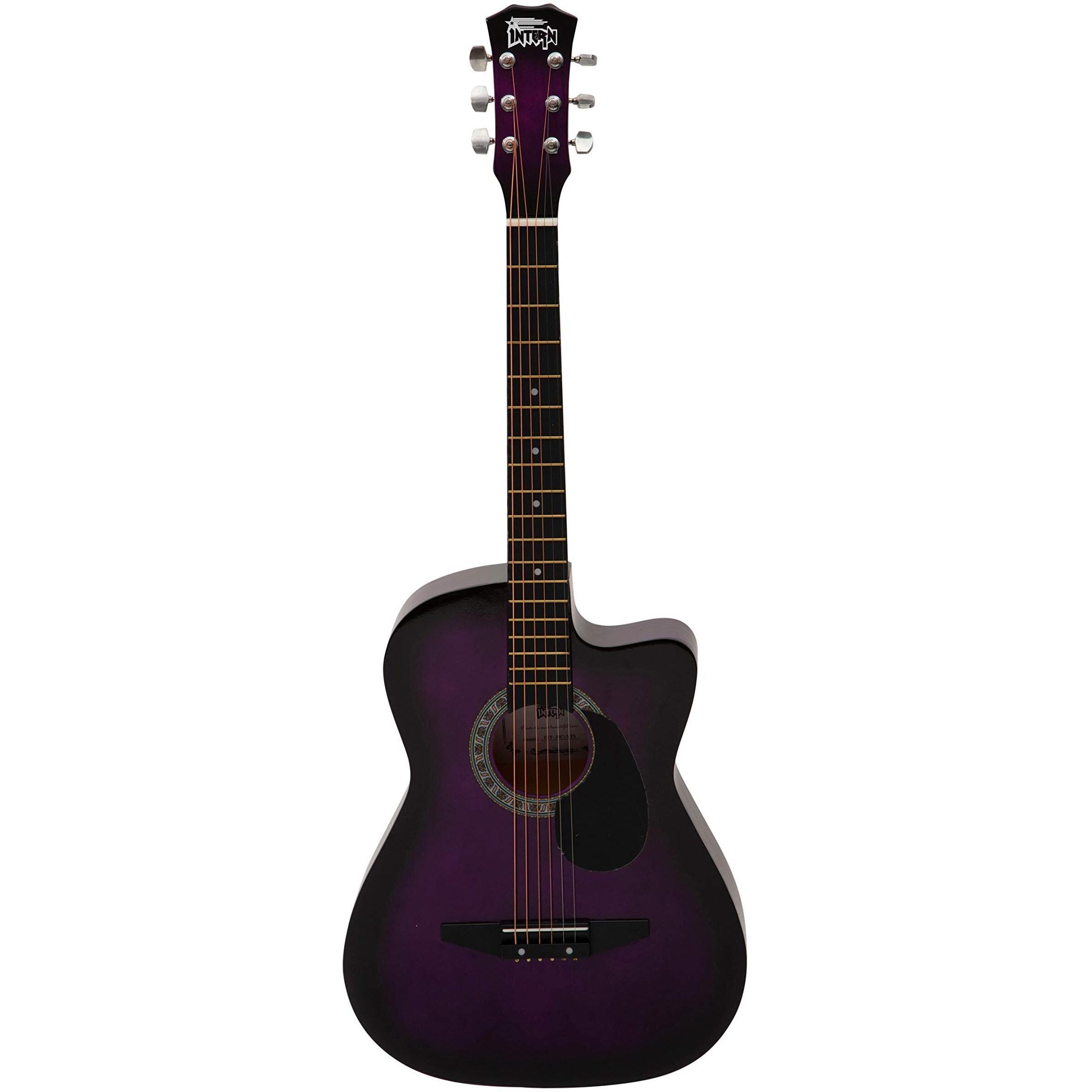 Intern INT-38C-VT-G 38 Incheses Cutaway Right HAnded lindenwood Acoustic Guitar Kit, With Bag, Strings, Pick And Strap (Violet, 6-Strings)
