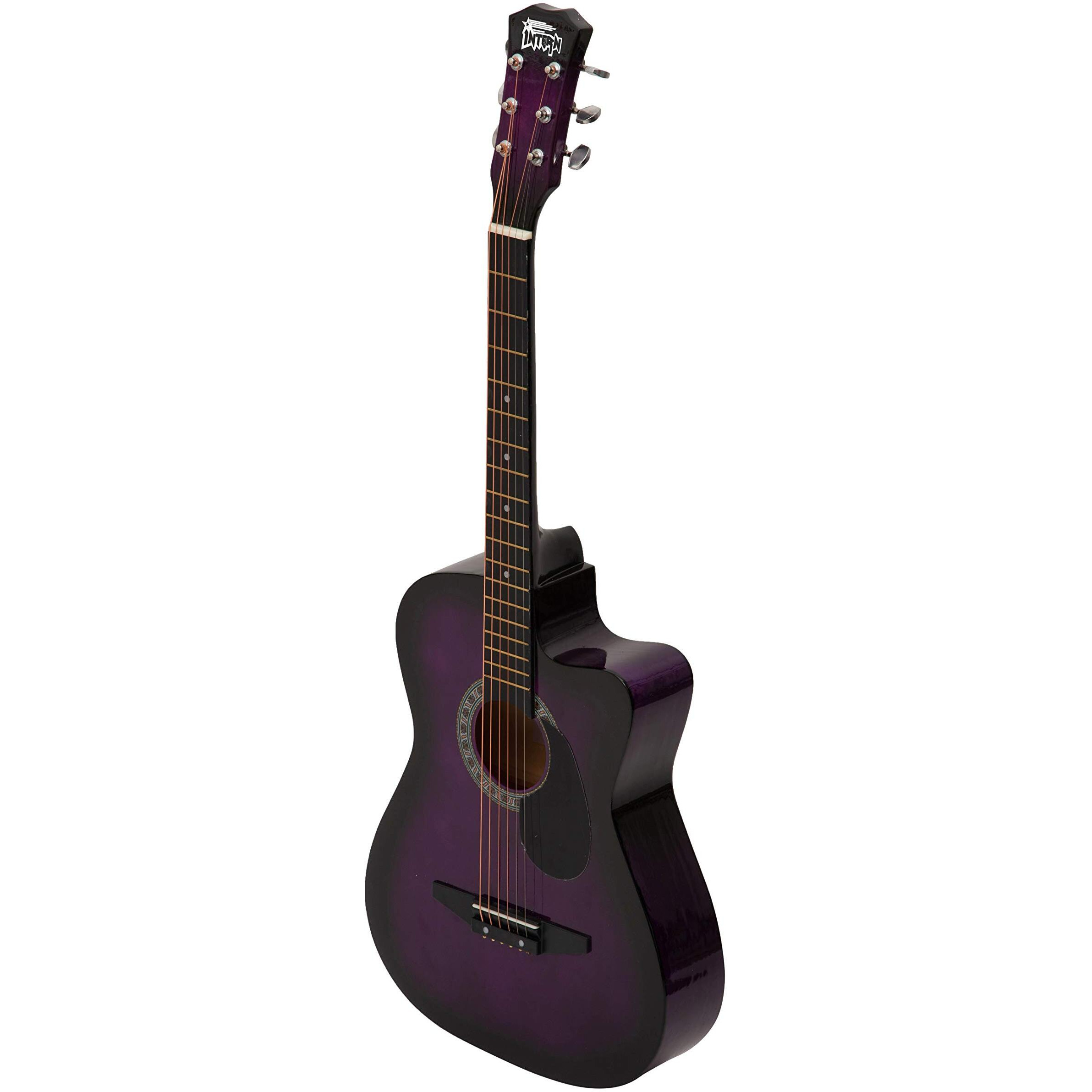 Intern INT-38C-VT-G 38 Incheses Cutaway Right HAnded lindenwood Acoustic Guitar Kit, With Bag, Strings, Pick And Strap (Violet, 6-Strings)