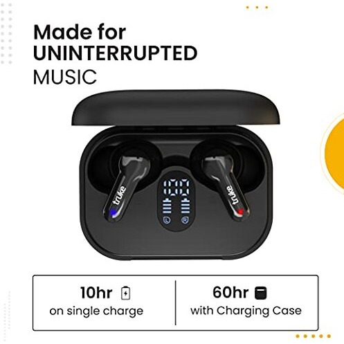truke Buds Q1 True Wireless in Ear Earbuds with mic, 30H Playtime and Fast Charge, ENC, AAC Codec, Dedicated Gaming Mode, BT 5.1, IPX4 (Black)