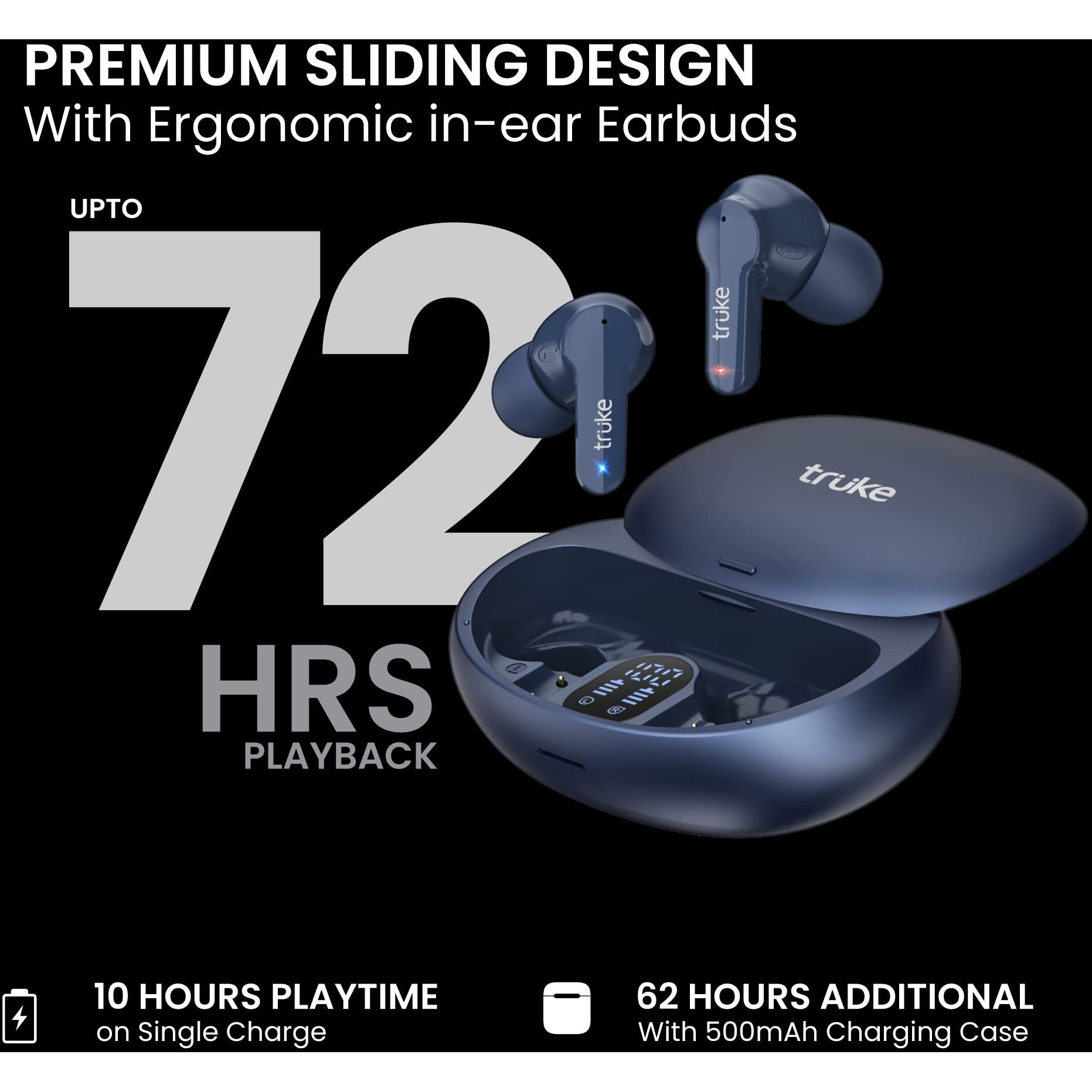 truke Buds S1 Bluetooth Truly Wireless in Ear Earbuds with Mic with Environmental Noise Cancellation(ENC) & Quad MEMS for Clear Calls Up to 72hrs of Playtime Premium Sliding Case Low Latency 5.1 IPX4