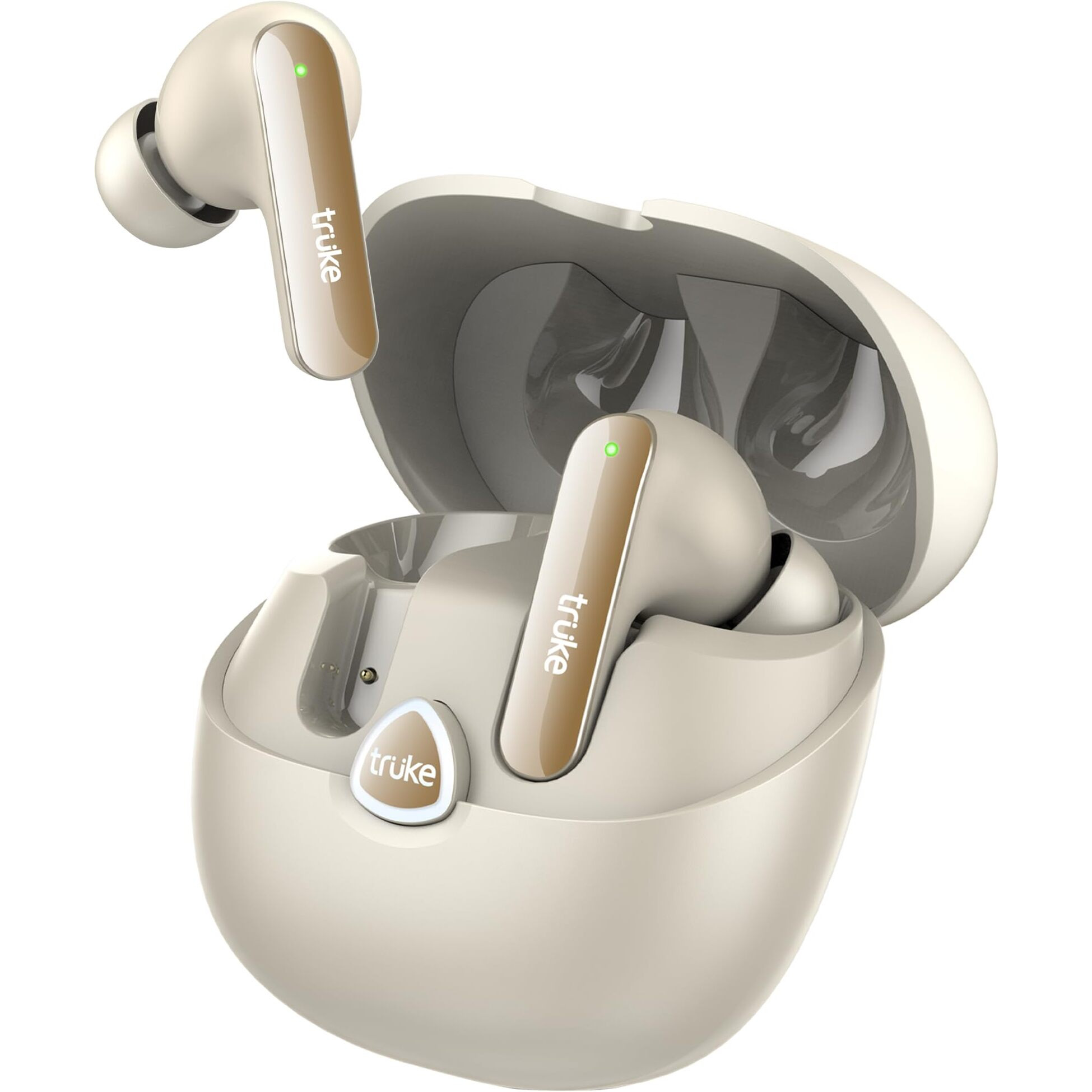 truke Buds F1 Ultra True Wireless in Ear Earbuds Spatial Audio Experience, 60H Playtime Ear Buds, Quad Mics Crystal-Clear Calls, Fast Charging, Bluetooth 5.3, Noise Cancellation, Gaming Mode (Gold)