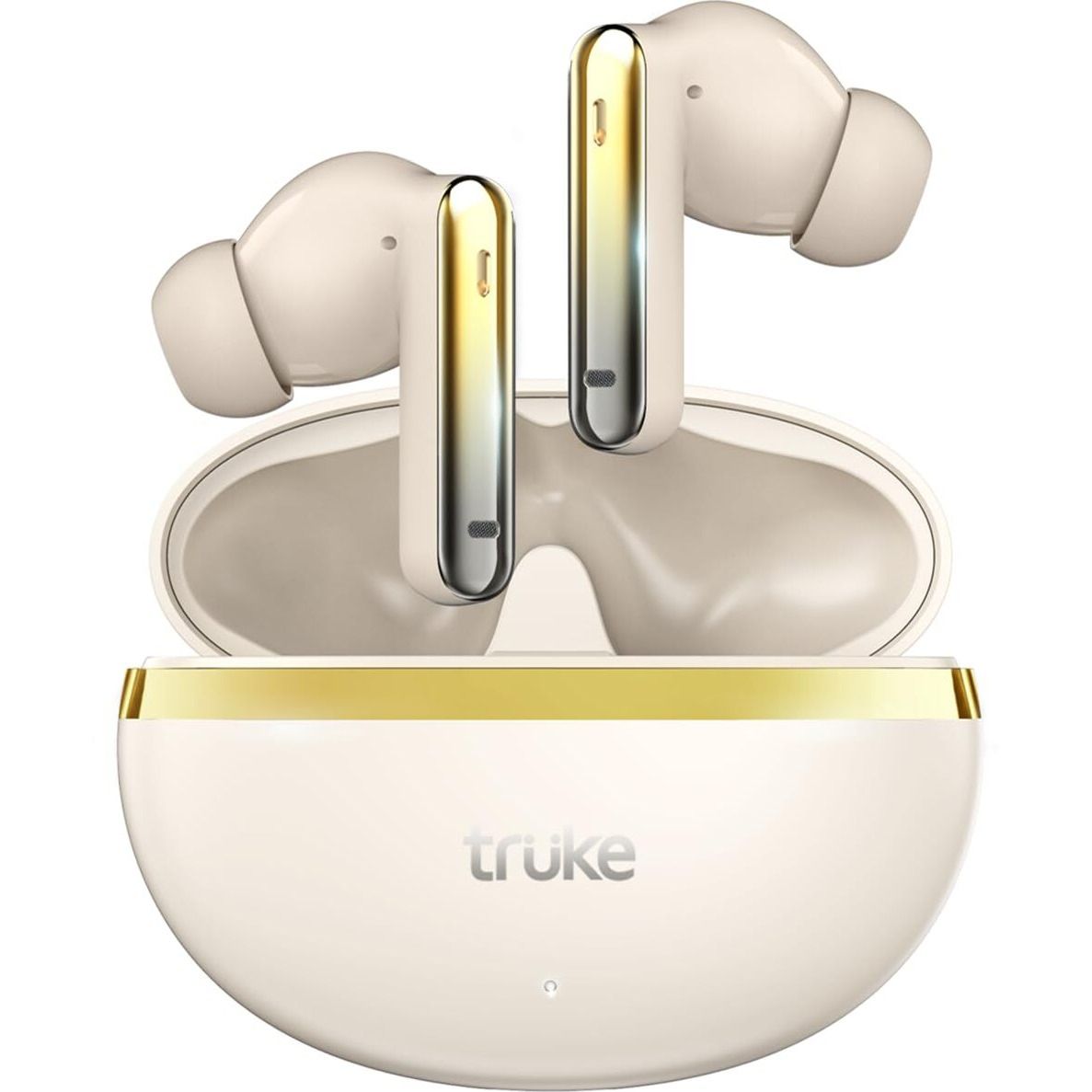 truke New Launched Q1 Lite True Wireless in Ear Earbuds, 48H Playtime Ear Buds, Crystal-Clear Calls, Fast Charging, Elegant Royal Design, Bluetooth 5.4, Noise Cancellation, Gaming Mode (Gold)