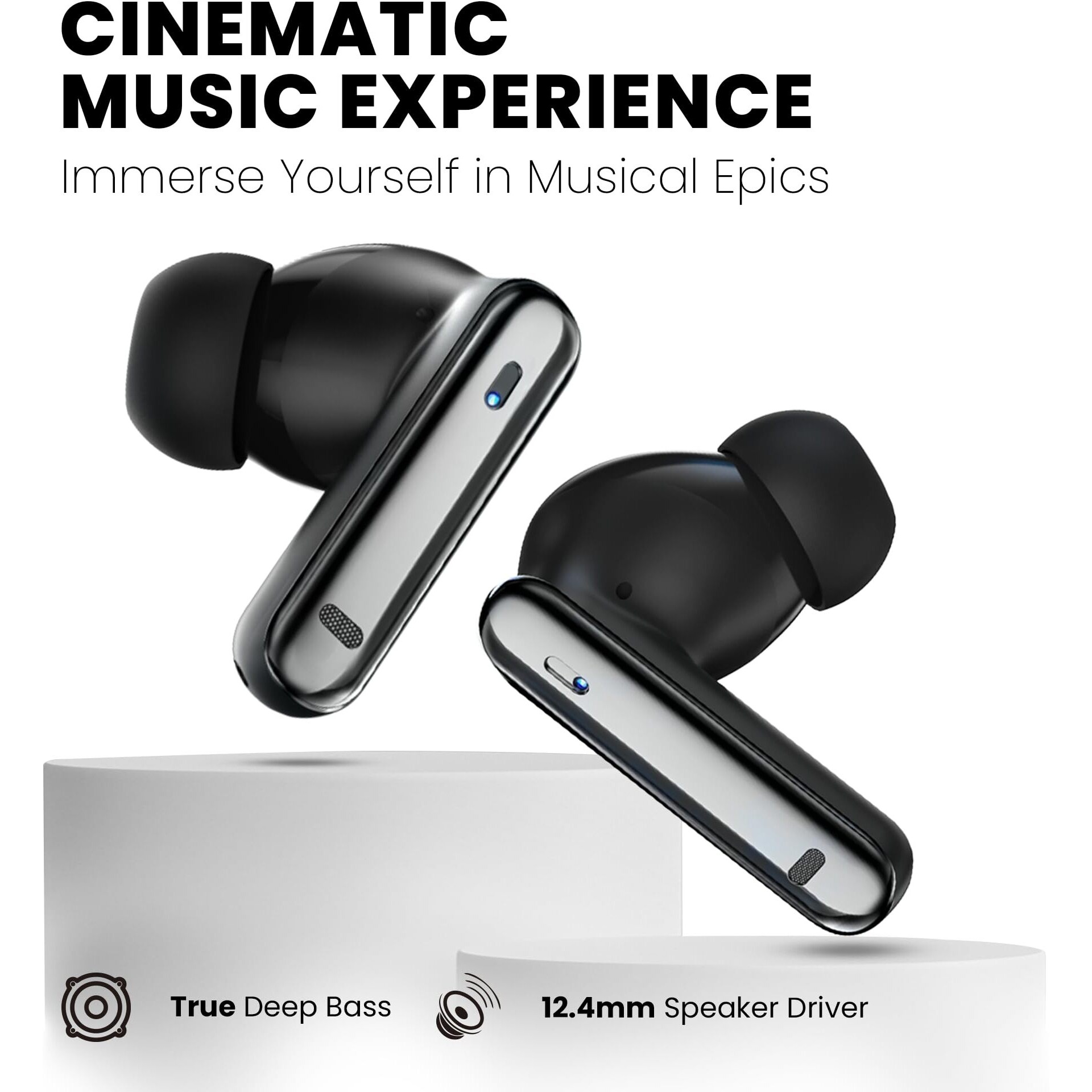 truke New Launched Q1 Lite True Wireless in Ear Earbuds, 48H Playtime Ear Buds, Crystal-Clear Calls, Fast Charging, Elegant Royal Design, Bluetooth 5.4, Noise Cancellation, Gaming Mode (Silver)