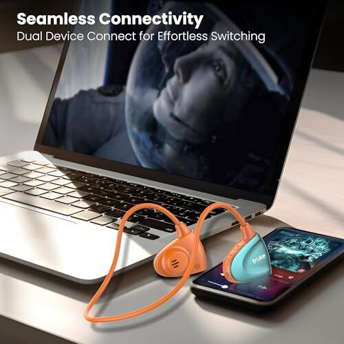 truke Newly Launched Yoga Beat Open Ear Neckband with 360-degree Titanium Alloy Flex Comfort, 14.2mm Drivers, 30H Playtime, Dual Mic for Crystal-Clear Calls, Fast Charging, BT 5.4 (Pulse Orange)
