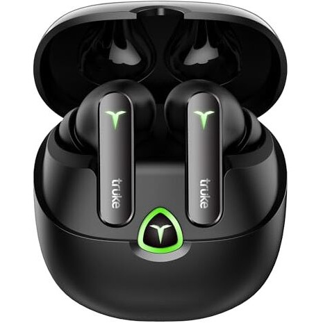truke New Launch BTG Flex True Wireless in Ear Earbuds, Dual Pairing Ear Buds, 40ms Low Latency Gaming Mode, 60H Playtime Fast Charging, HiFi DSP Sound, Quad-Mic ENC, 13mm Driver,Bluetooth 5.4(Black)