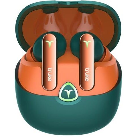 truke New Launch BTG Flex True Wireless in Ear Earbuds, Dual Pairing Ear Buds, 40ms Low Latency Gaming Mode, 60H Playtime Fast Charging, HiFi DSP Sound, Quad-Mic ENC, 13mm Driver,Bluetooth 5.4(Green)