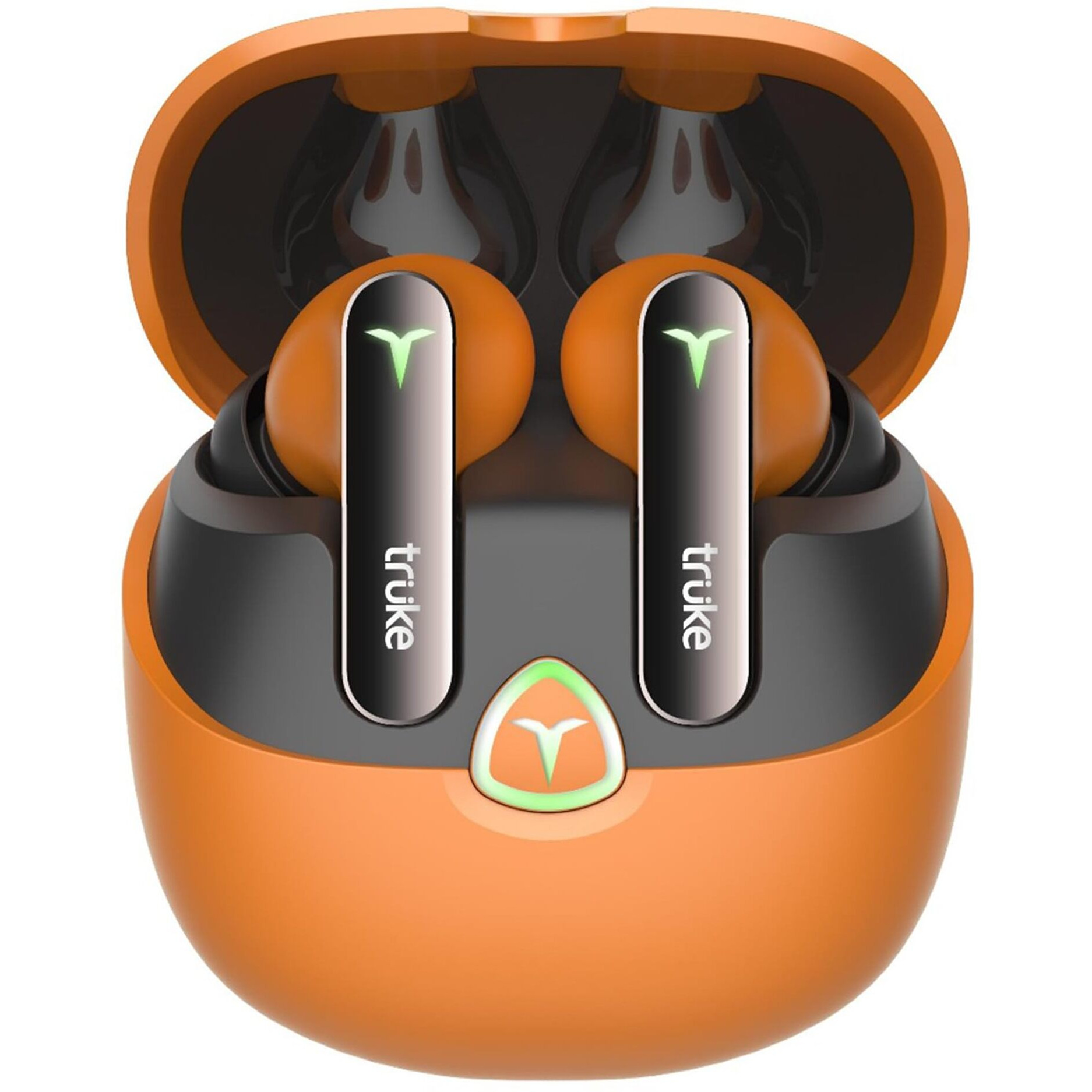 truke New Launch BTG Flex True Wireless in Ear Earbuds, Dual Pairing Ear Buds, 40ms Low Latency Gaming Mode, 60H Playtime Fast Charging, HiFi DSP Sound, Quad-Mic ENC, 13mm Driver,Bluetooth 5.4(Orange)