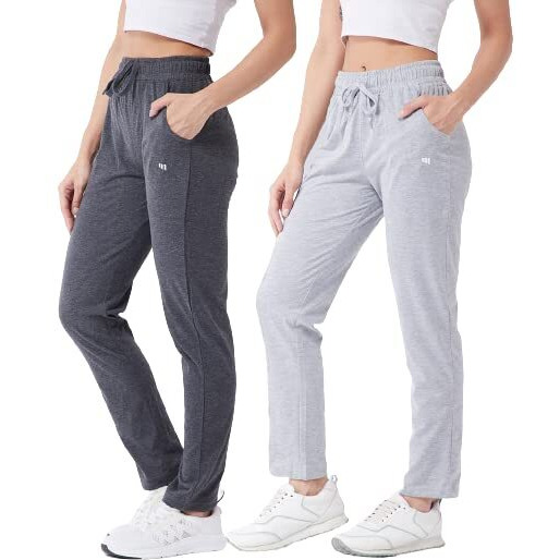Modeve  Women Cotton Blend Pack of 2 Track Pant for Summer || Women Lower || Women Pyjama || Lounge PantsGrey and Light Grey_M