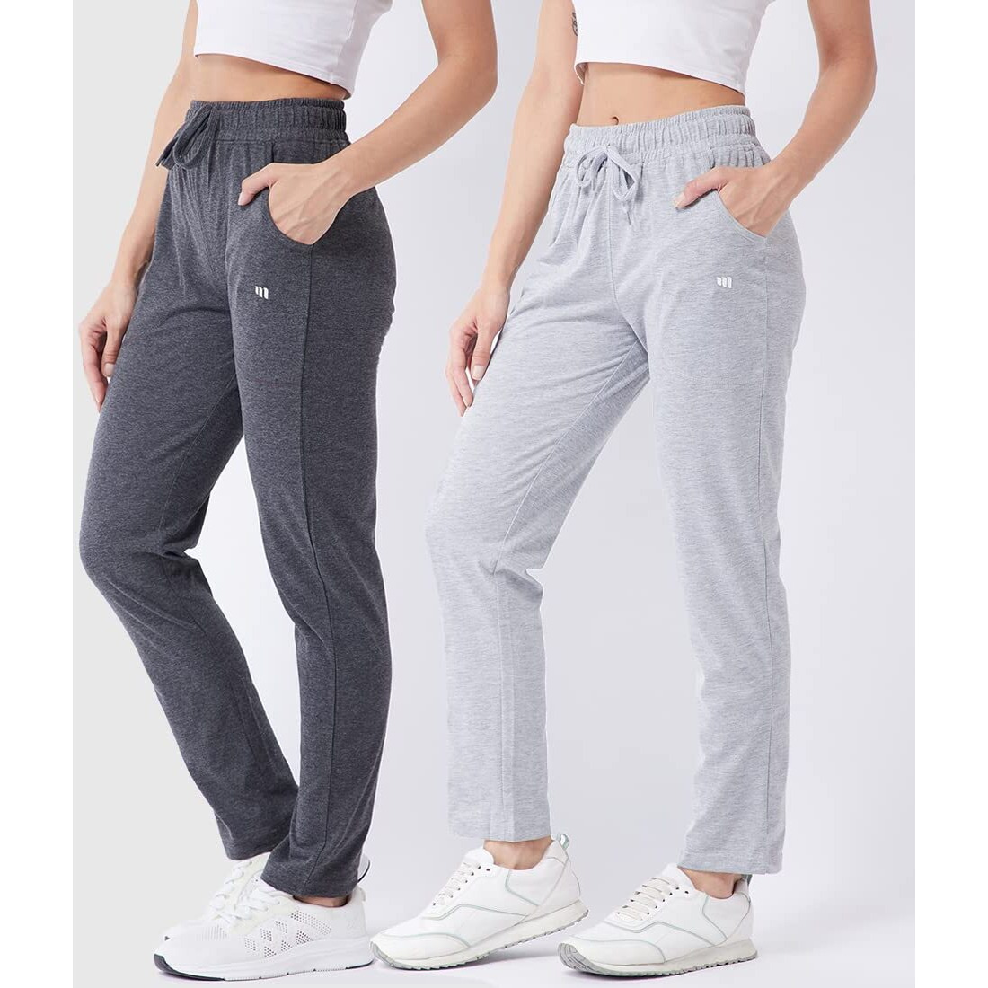 Modeve  Women Cotton Blend Pack of 2 Track Pant for Summer || Women Lower || Women Pyjama || Lounge PantsGrey and Light Grey_M