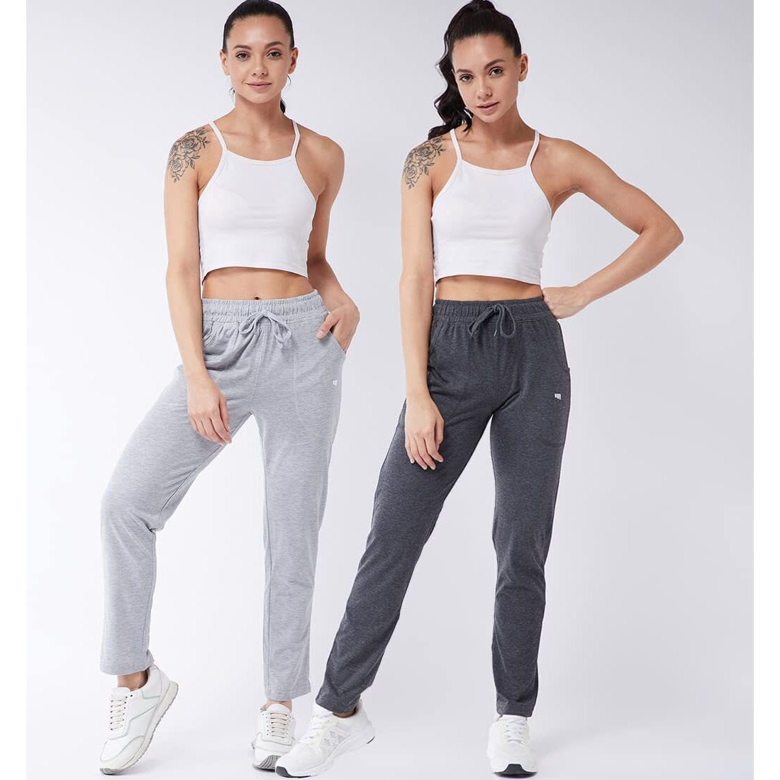 Modeve  Women Cotton Blend Pack of 2 Track Pant for Summer || Women Lower || Women Pyjama || Lounge PantsGrey and Light Grey_M