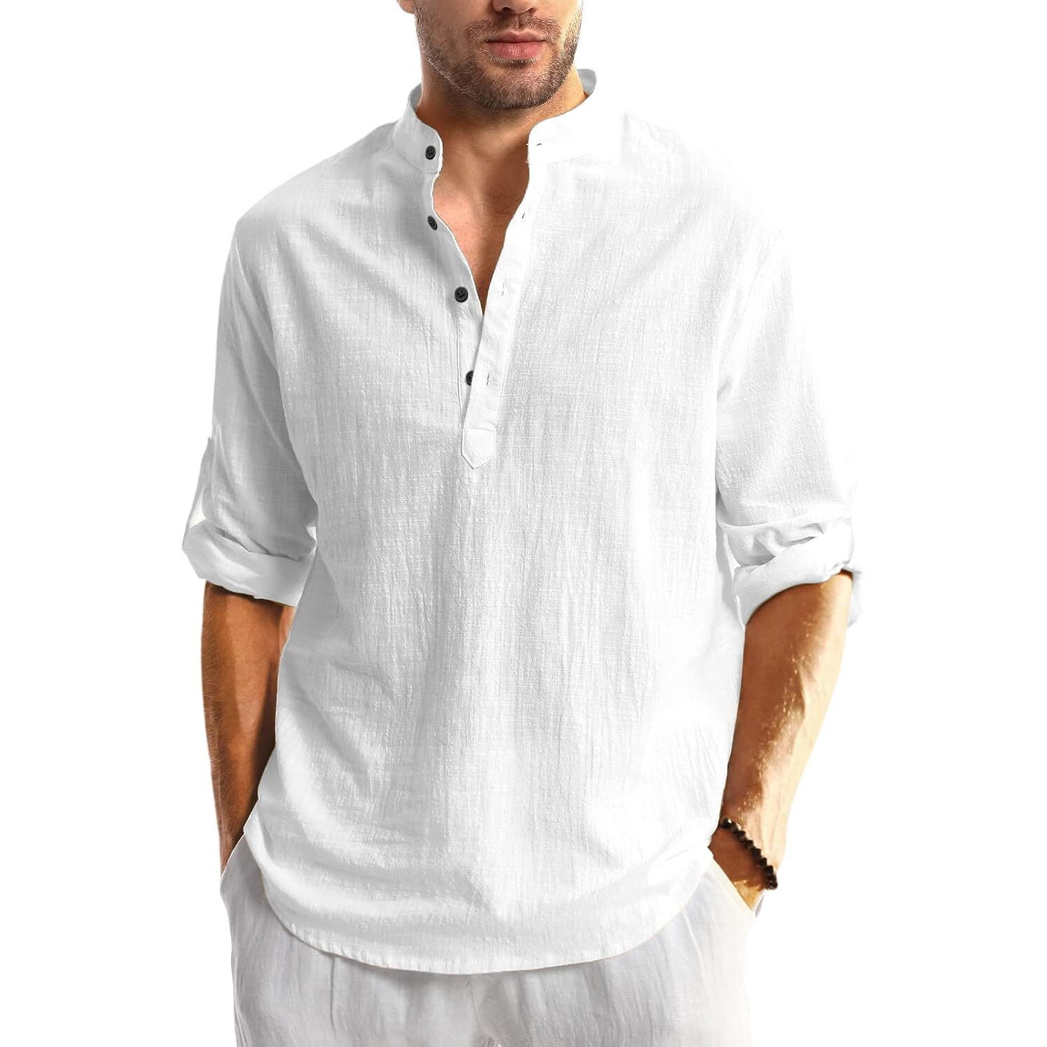 Bellstone Men's Solid Regular Fit Shirt (KURTA1600_White_2XL