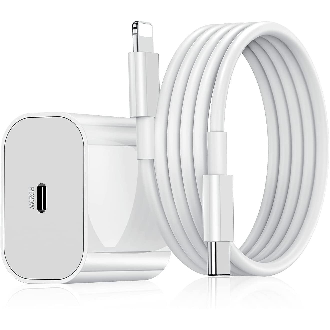 20W Original (MFi-Certified with 2 Years Extended Warranty) Fast Charger&Cable Compatible with iPhone 14/14Plus/14Pro/14Promax 13/13Pro/13Promax 12/12Pro/12/11/X/Xr Series by HOMEMO