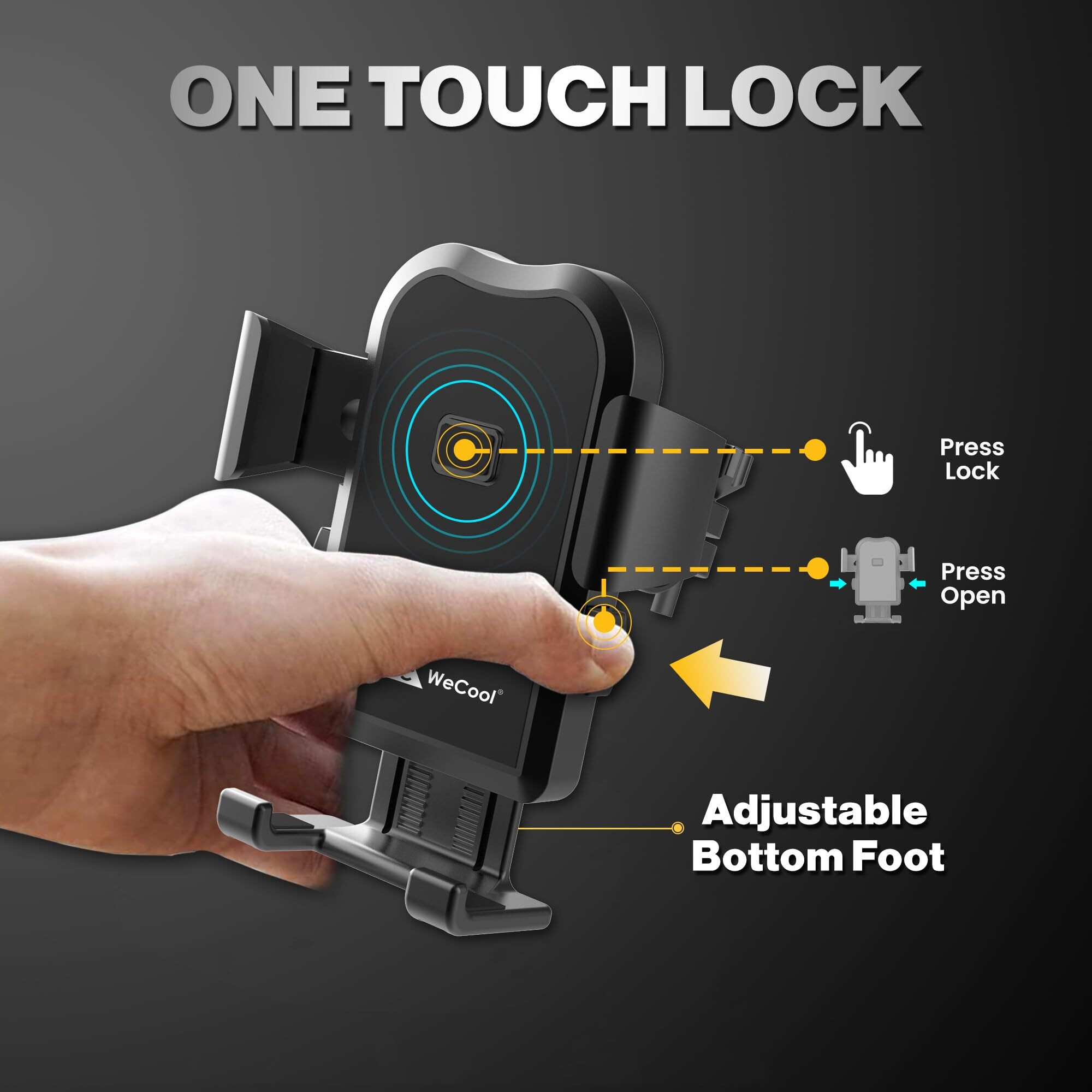 WeCool B1 Silicone Mobile Holder for Bikes Or Bike Mobile Holder for Maps and GPS Navigation, One Click Locking, Firm Gripping, Anti Shake and Stable Cradle Clamp with 360 Rotation Phone Mount