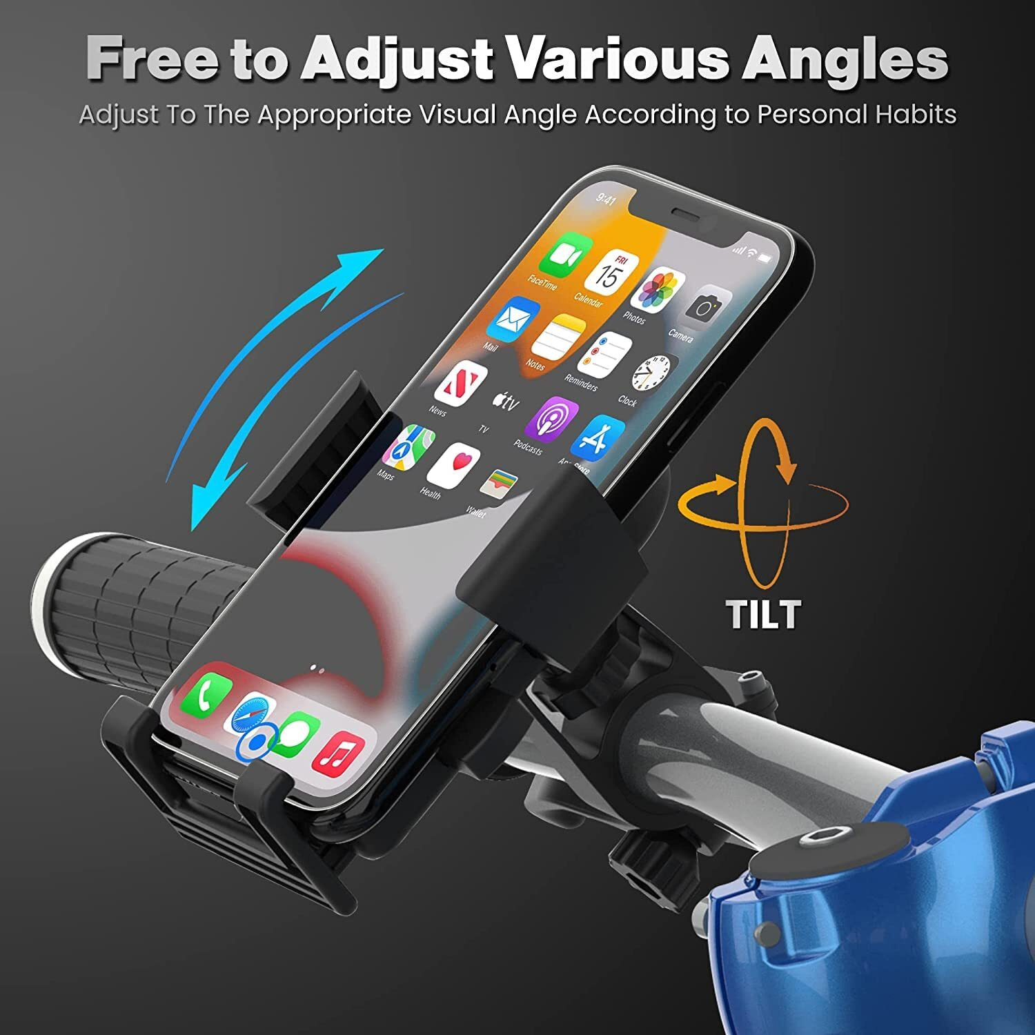 WeCool B1 Silicone Mobile Holder for Bikes Or Bike Mobile Holder for Maps and GPS Navigation, One Click Locking, Firm Gripping, Anti Shake and Stable Cradle Clamp with 360 Rotation Phone Mount