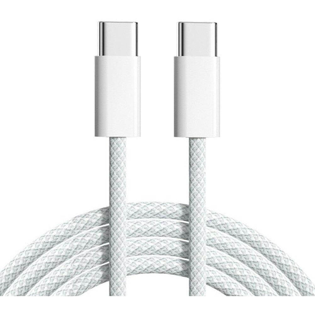 Basesailor Usb-C To C Nylon Braided Cable With Apple Mfi Certified,Fast Pd Charging For Iphone 15/15 Pro Max/15 Plus,Macbook,Other Type-C Devices-Durable&High-Speed,White
