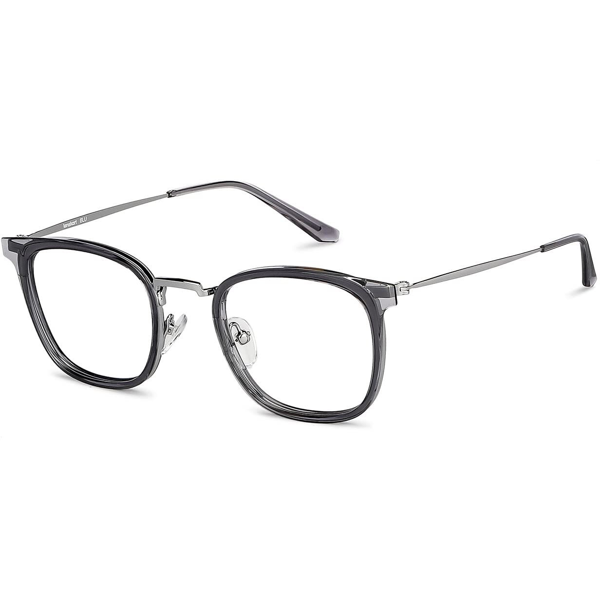 LENSKART BLU | Zero Power Bluecut & Antiglare Computer Eyeglasses | Gaming Glasses | Grey Full Rim Square | For Men and Women | Medium - LB E13529