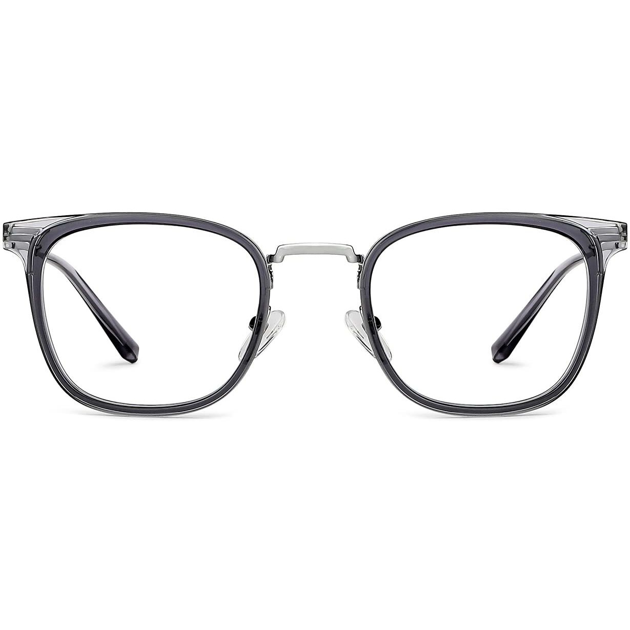 LENSKART BLU | Zero Power Bluecut & Antiglare Computer Eyeglasses | Gaming Glasses | Grey Full Rim Square | For Men and Women | Medium - LB E13529