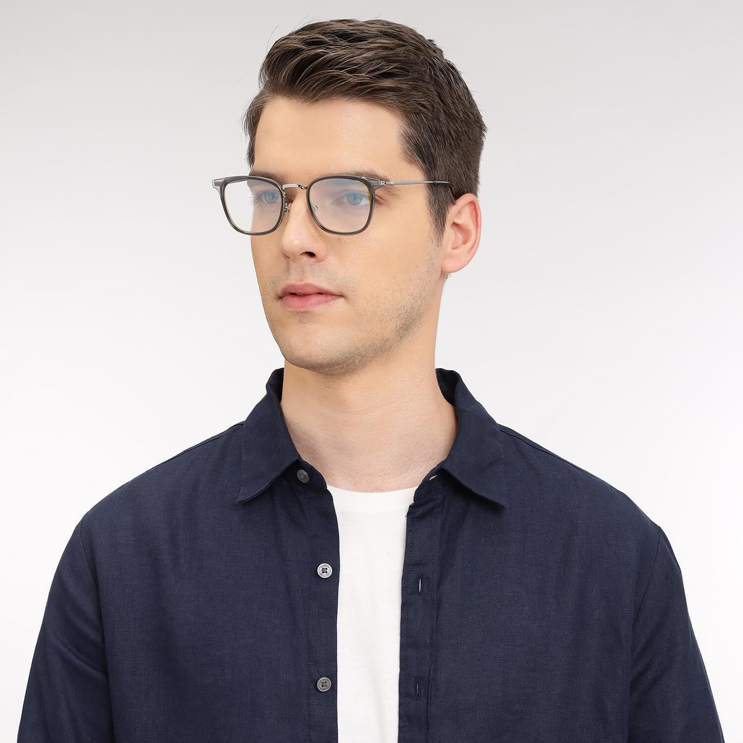 LENSKART BLU | Zero Power Bluecut & Antiglare Computer Eyeglasses | Gaming Glasses | Grey Full Rim Square | For Men and Women | Medium - LB E13529