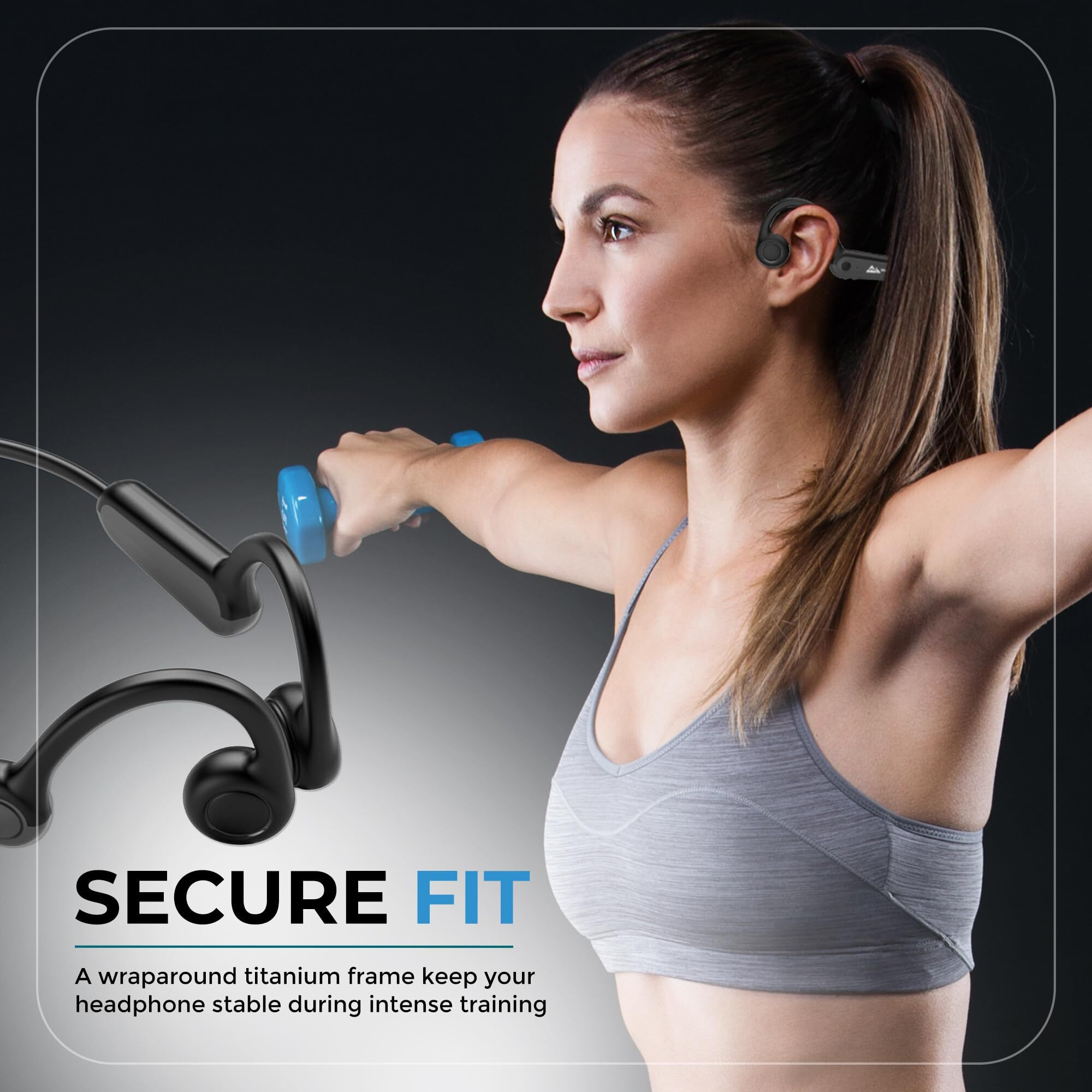 WeCool Moonwalk M1 Bone Conduction Open Ear Headphones, 5.4 Bluetooth Earphones, IPX5 Water & Sweatproof Comfort-fit Earphones with Ear Hook, Ideal for Cycling, Hiking, Sports, Gym, Workout- Black