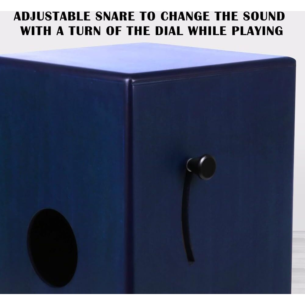Clapbox Adjustable Snare Cajon CB40- Blue, Birch Wood (H50 W30 L30) - 3 Internal Snares