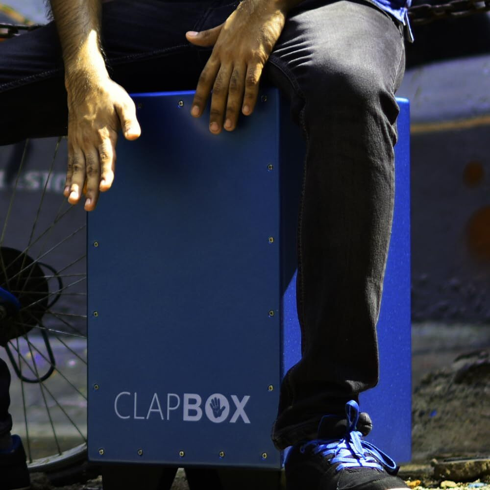 Clapbox Adjustable Snare Cajon CB40- Blue, Birch Wood (H50 W30 L30) - 3 Internal Snares