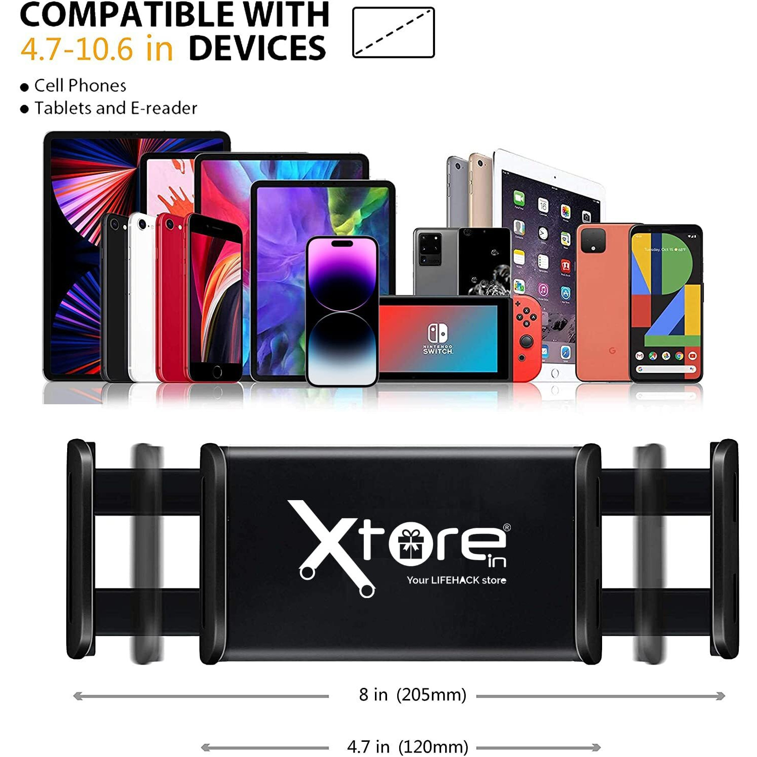 Xtore Universal Mobile Phone Holder & Tablet Tabletop Holder with 360 Rotation (Black, Pack of 1)