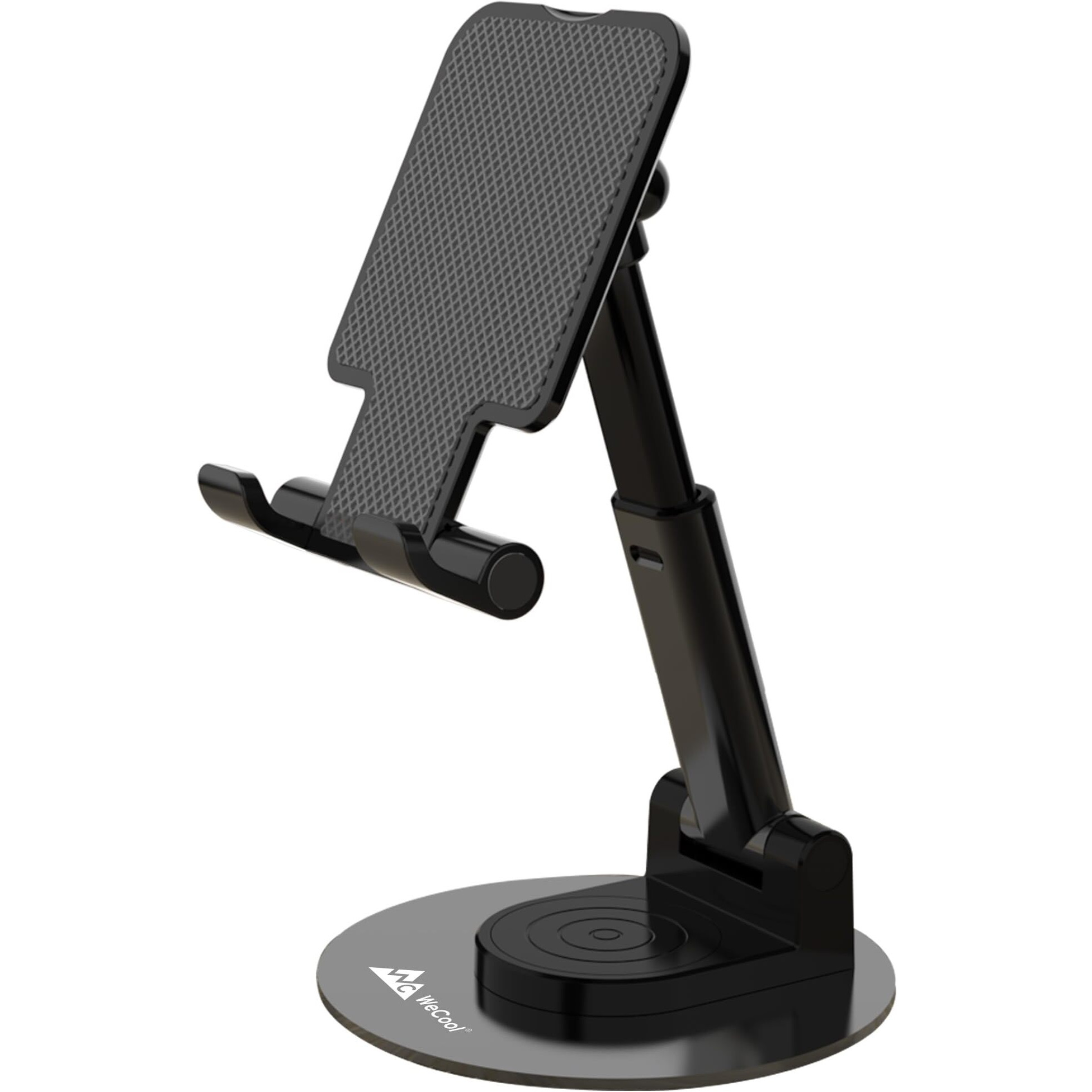 WeCool T1 Rotatable and Foldable Tabletop Mobile Stand with Stable Metalic Round Base,Multiple adjustments of Height and Angle Phone Stand,Mobile Holder for Smartphones,Tablets,Kindles and for iPad