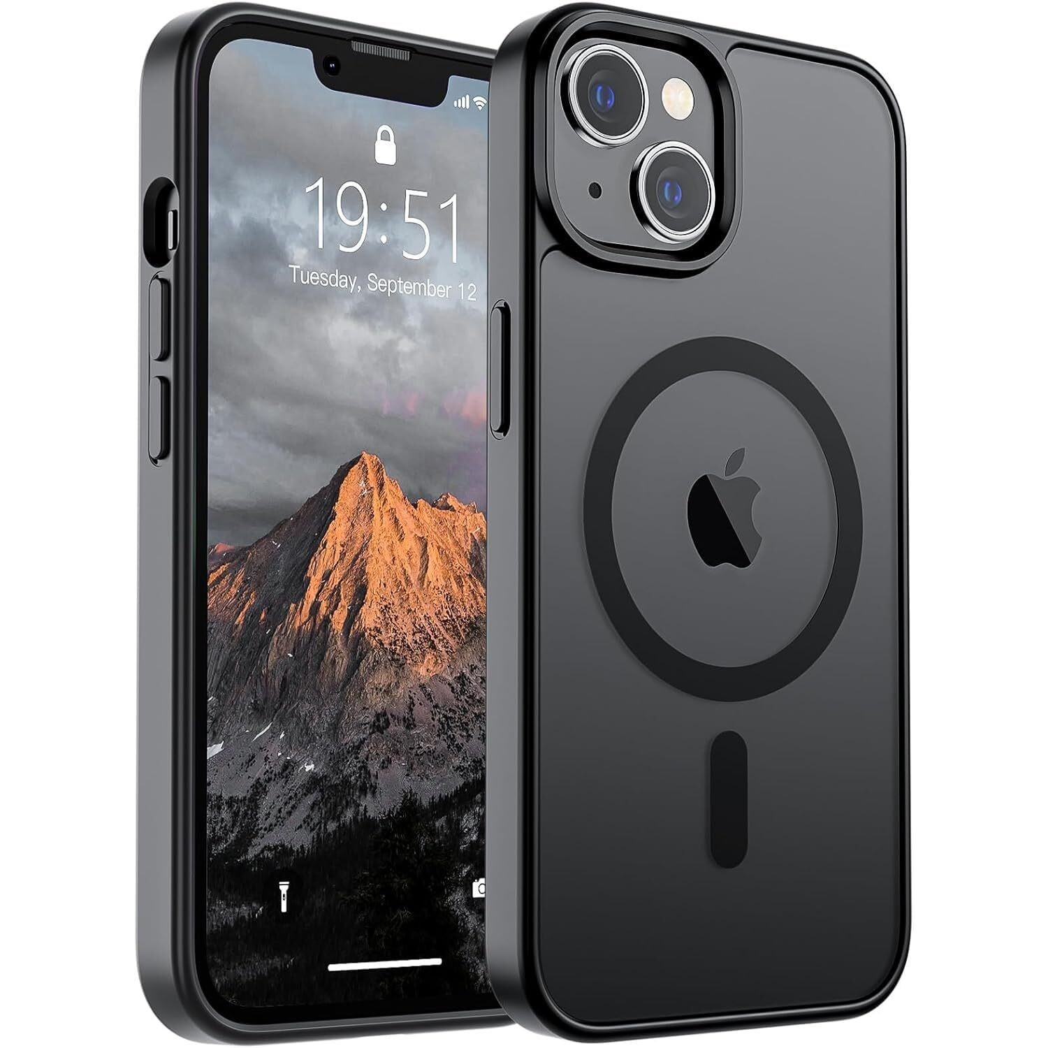 Sounce Shockproof Superior Drop Protection Cover Scratch Resistant Case Premium Armor Magsafe Designed Shield Strong Megnetic Adsorption with Polycarbonate Protection for iPhone 14/13 [Matte Black]