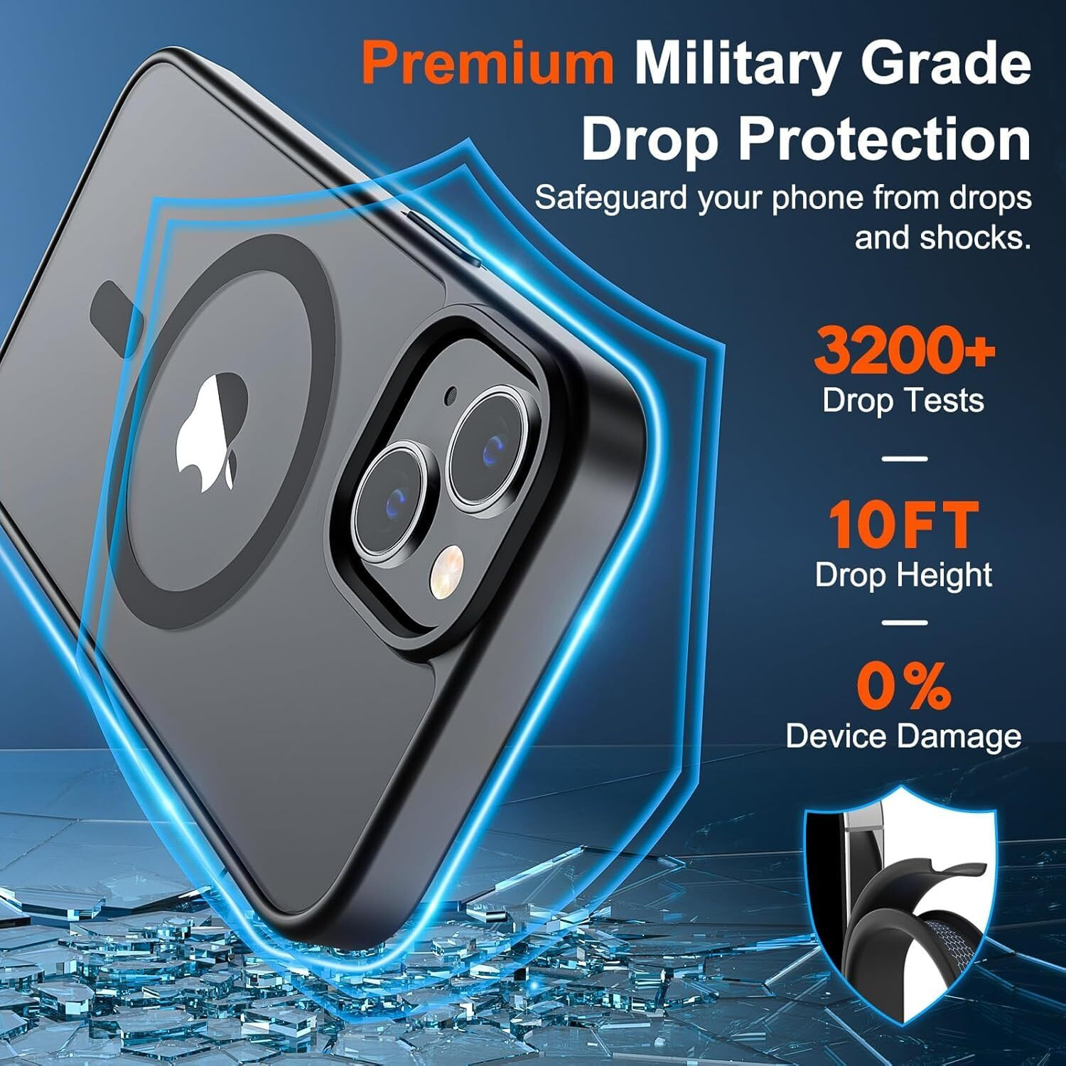 Sounce Shockproof Superior Drop Protection Cover Scratch Resistant Case Premium Armor Magsafe Designed Shield Strong Megnetic Adsorption with Polycarbonate Protection for iPhone 14/13 [Matte Black]