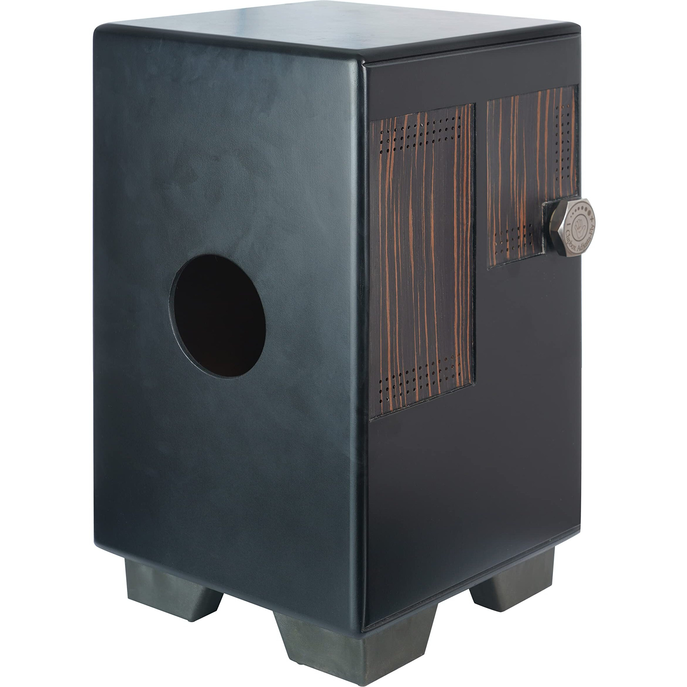 Clapbox CB50 PRO Cajon - (2 instruments in 1) with Side Bongos & Adjusta-Fly Advanced Adjustable Mechanism, Oak Wood- 3 Internal Snares, black