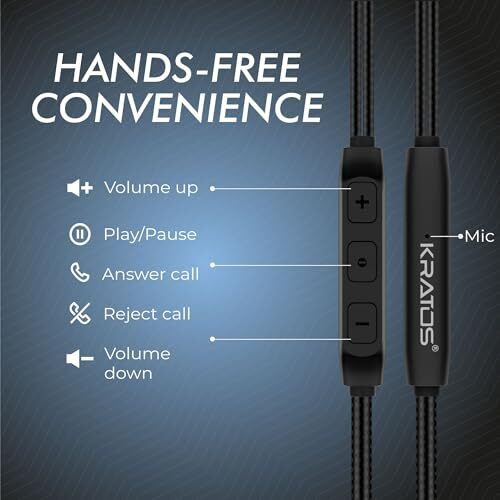 Kratos Type C Earphone with 13 mm Driver, Tangle Free 1.2 Mtr Nylon Braided Wire, in-Line Volume Controller, Ultra Light C Type Earphones Compatible with Oneplus, Samsung, Oppo, Vivo, Redmi