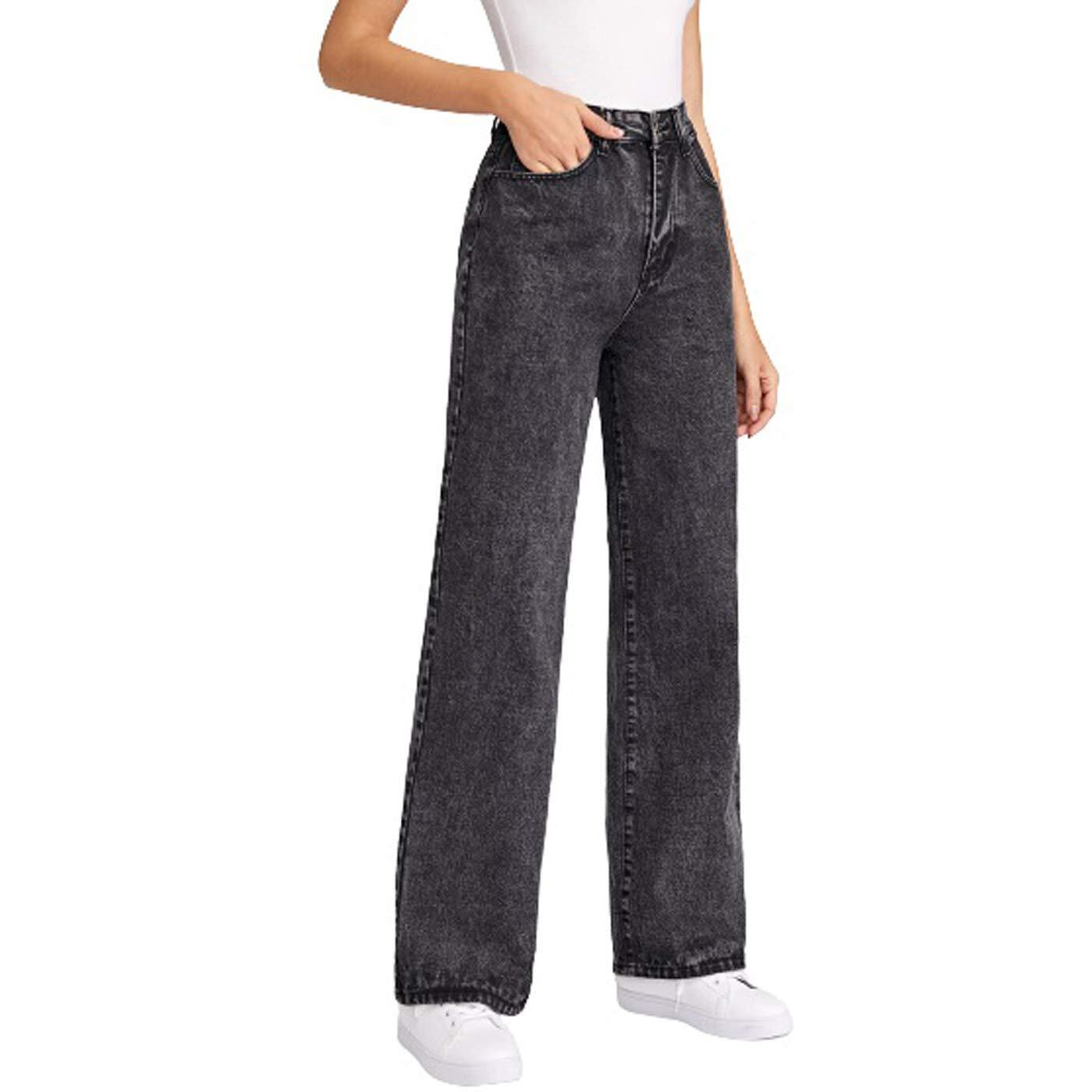 KOTTY Womens High Rise Cotton Lycra Jeans(AW_Black,30) Relaxed