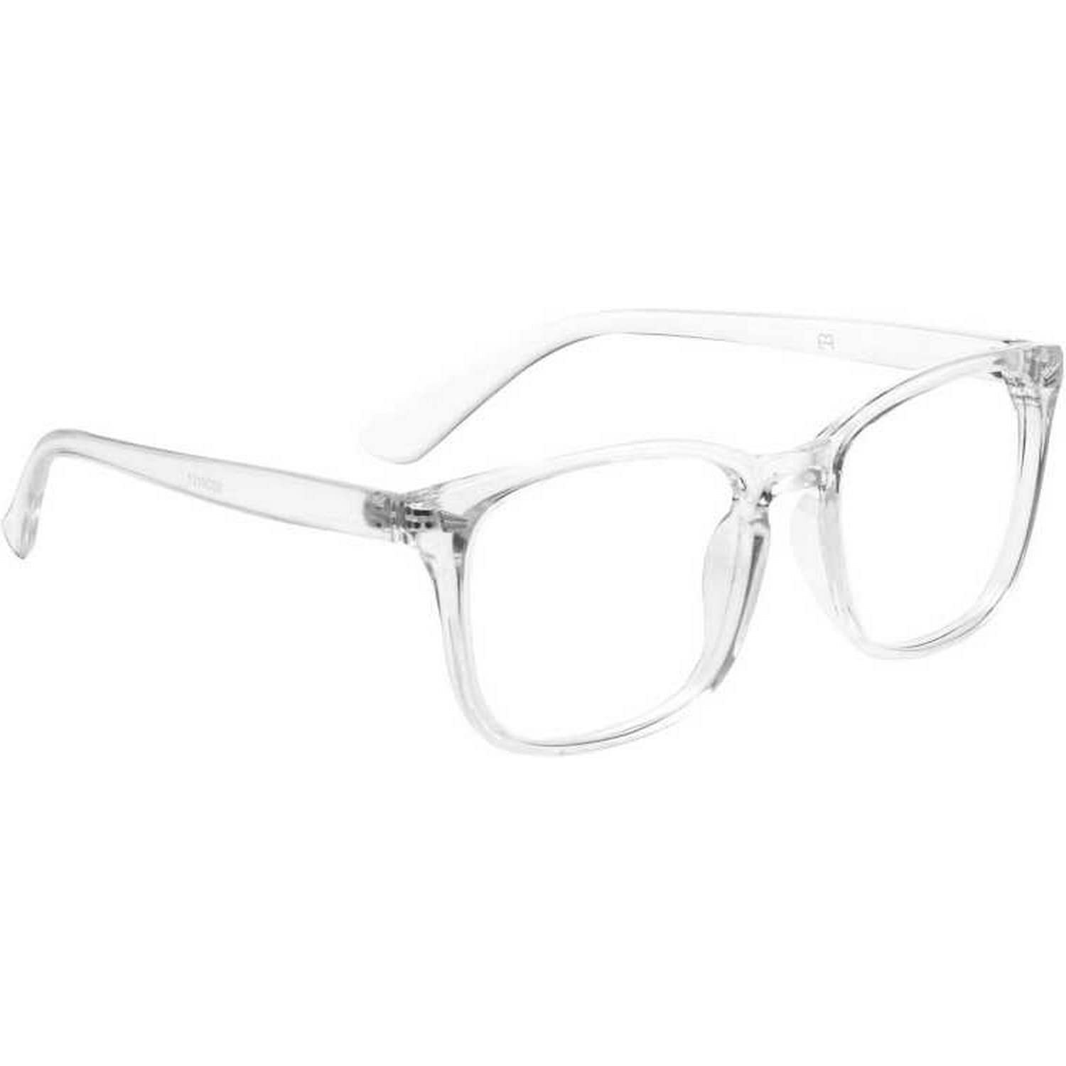 Dervin Blue Light Blocking Glasses Gaming Filter Transparent Square Eyeglasses for Eye Protection Men Women, Computer/Tablet/Laptop/Mobile/TV, Anti-blue & Anti eyestrain (Clear White)