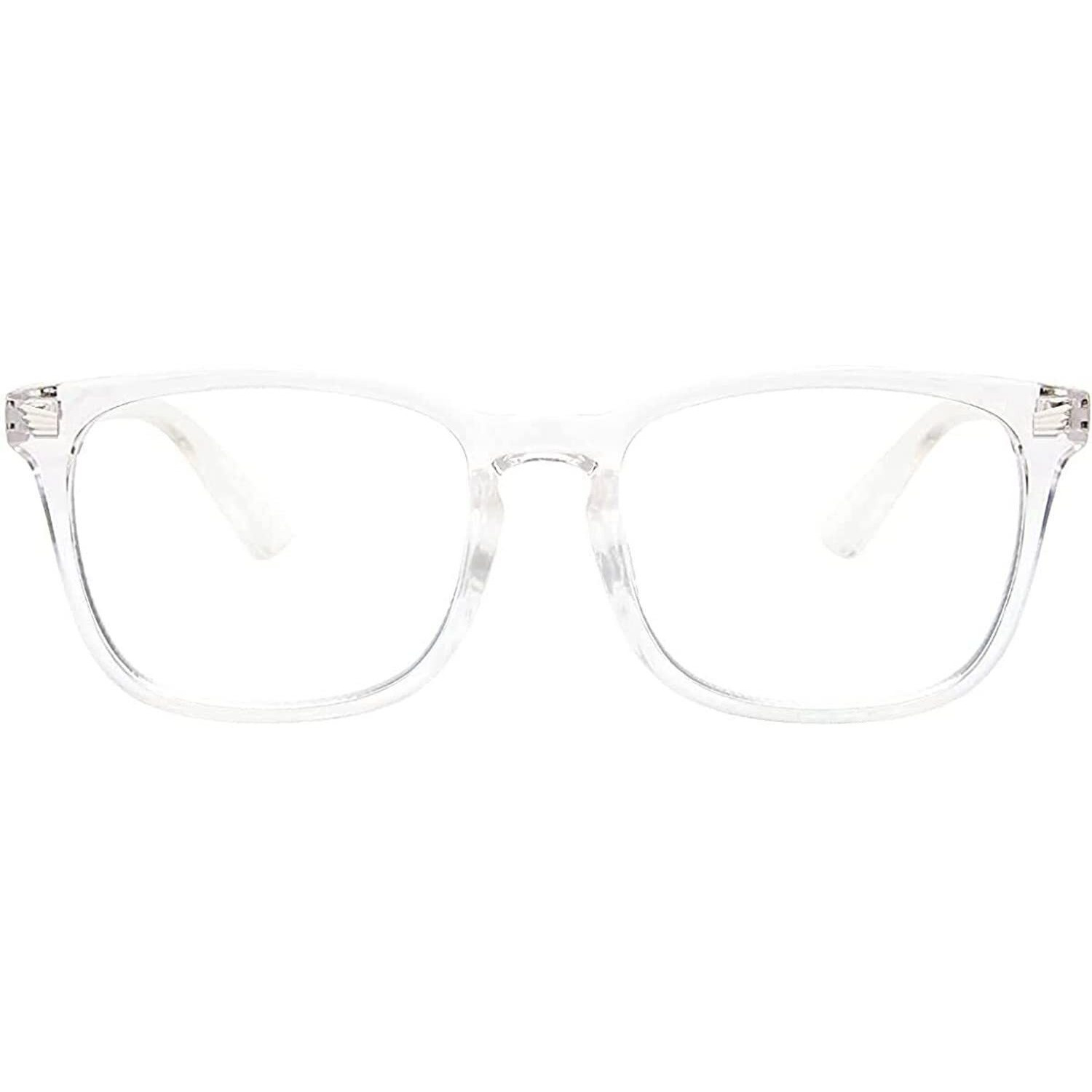 Dervin Blue Light Blocking Glasses Gaming Filter Transparent Square Eyeglasses for Eye Protection Men Women, Computer/Tablet/Laptop/Mobile/TV, Anti-blue & Anti eyestrain (Clear White)