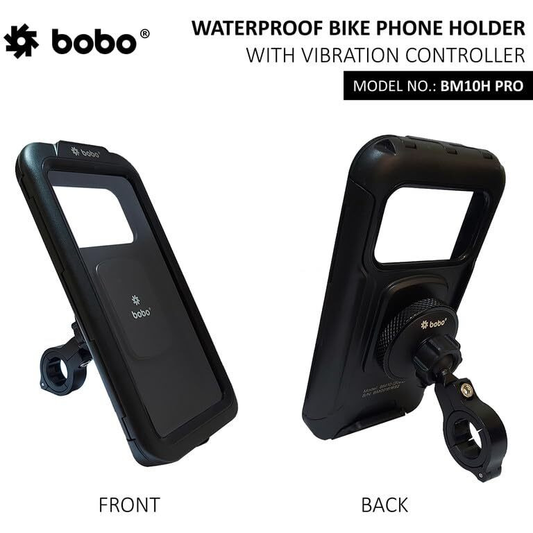 BOBO BM10H PRO Handlebar Mount with Vibration Controller, Fully Waterproof Bike/Motorcycle/Scooter Mobile Phone Holder Mount, Ideal for Maps and GPS Navigation (Black)