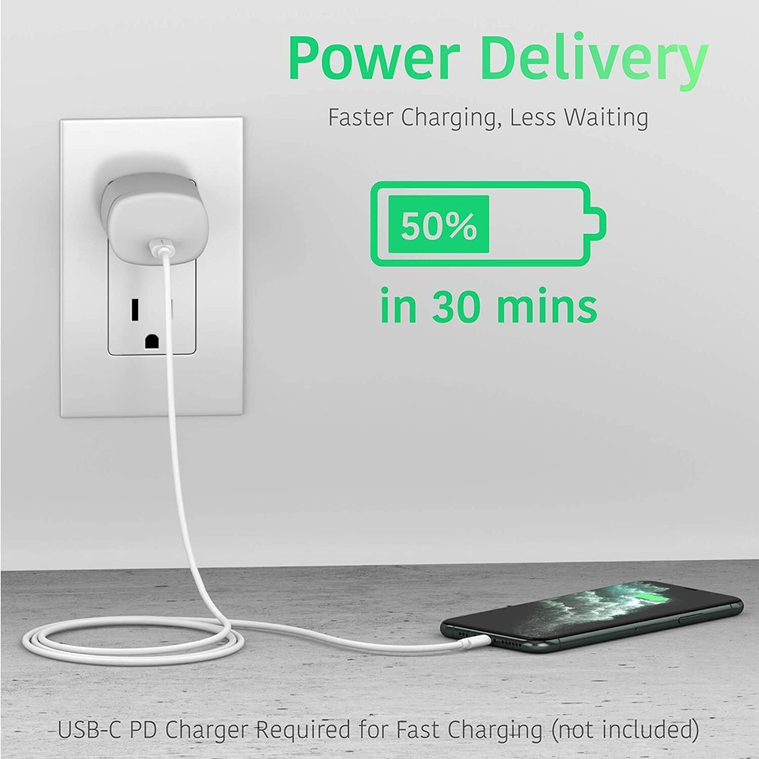 Sounce Type Usb C To 8-Pin Usb Phone Fast Charger Cable For Phone 13/12/12 Pro Max/12 Mini/11/11Pro/Xs/Max/Xr/X/8/8Plus/Pad, Charging Adapter, White
