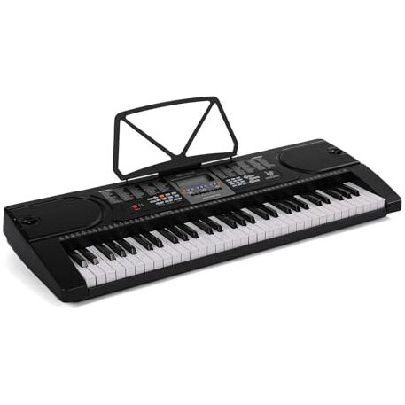 Akkord AKD 61KB 61-Key Octave Electronic Keyboard with adapter- LED Display | Mic |Music Sheet Stand | 255 Rhythms | 255 Timbres | 24 Demos