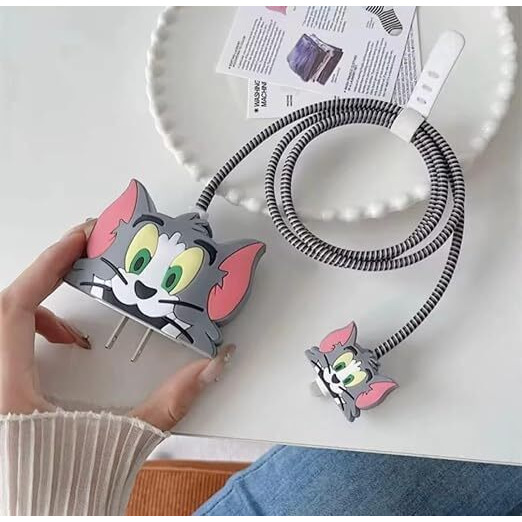 EDNITA Cable Protector with 3D Cute Pattern for iPhone Charger only 18W & 20W | Data Line Wire Saver Charging Cable Charger Protective Cable Full Protection Set of - 1
