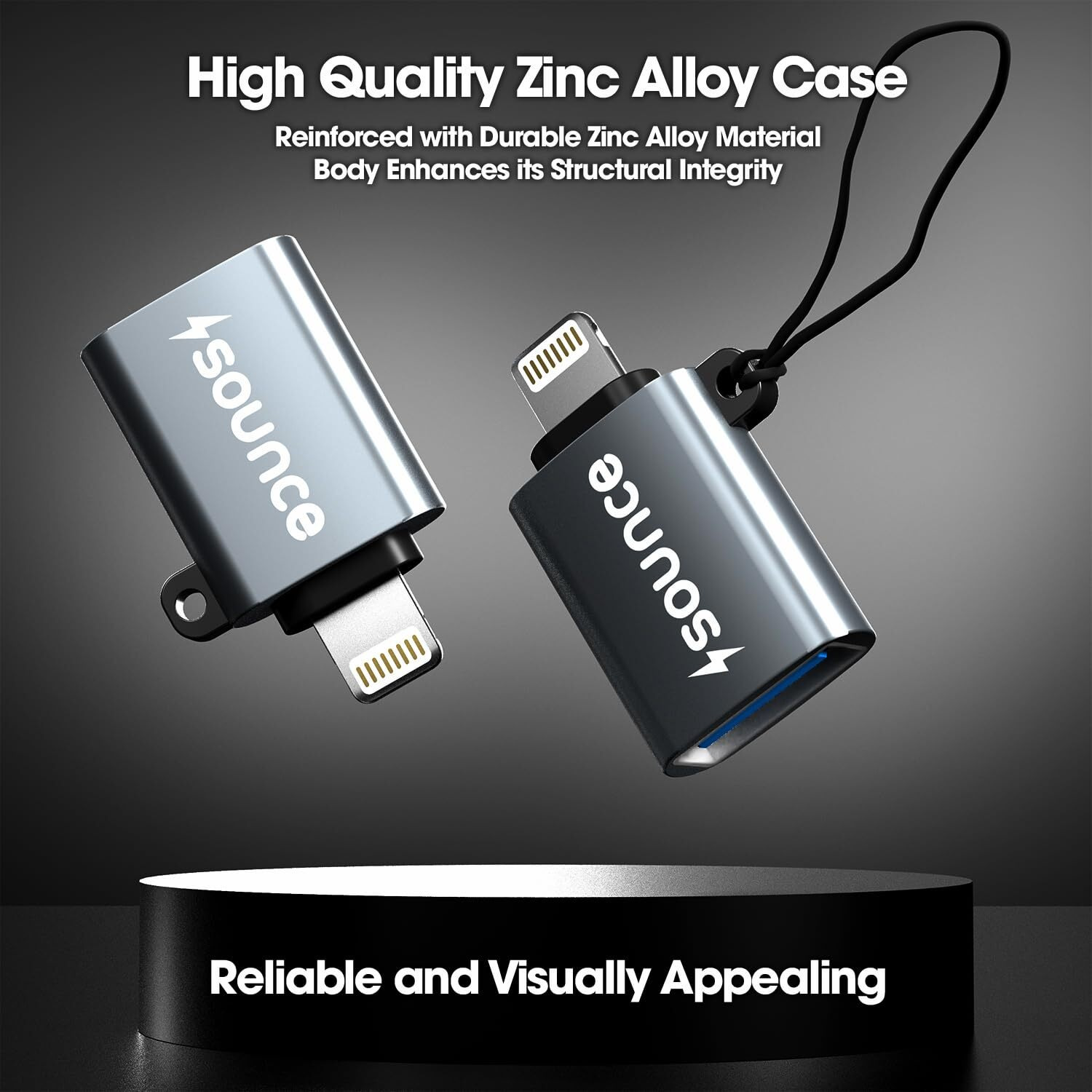 Sounce USB OTG for iPhone/iPad, Lightning OTG Pendrive Adapter Compatible with All iOS Devices, USB Female Support Connect USB Flash Drive, Keyboard, Mouse