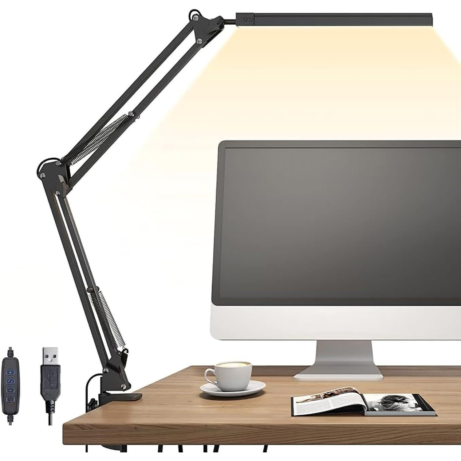 Sounce Table LED Desk Lamp Light with Metal arm Stand | 3 Lighting Modes | Overhead LED Desktop Lamp | USB LED Lamp for Studing, Reading, Home, Office, Desktop, Bedroom, Reading & Multipurpose use
