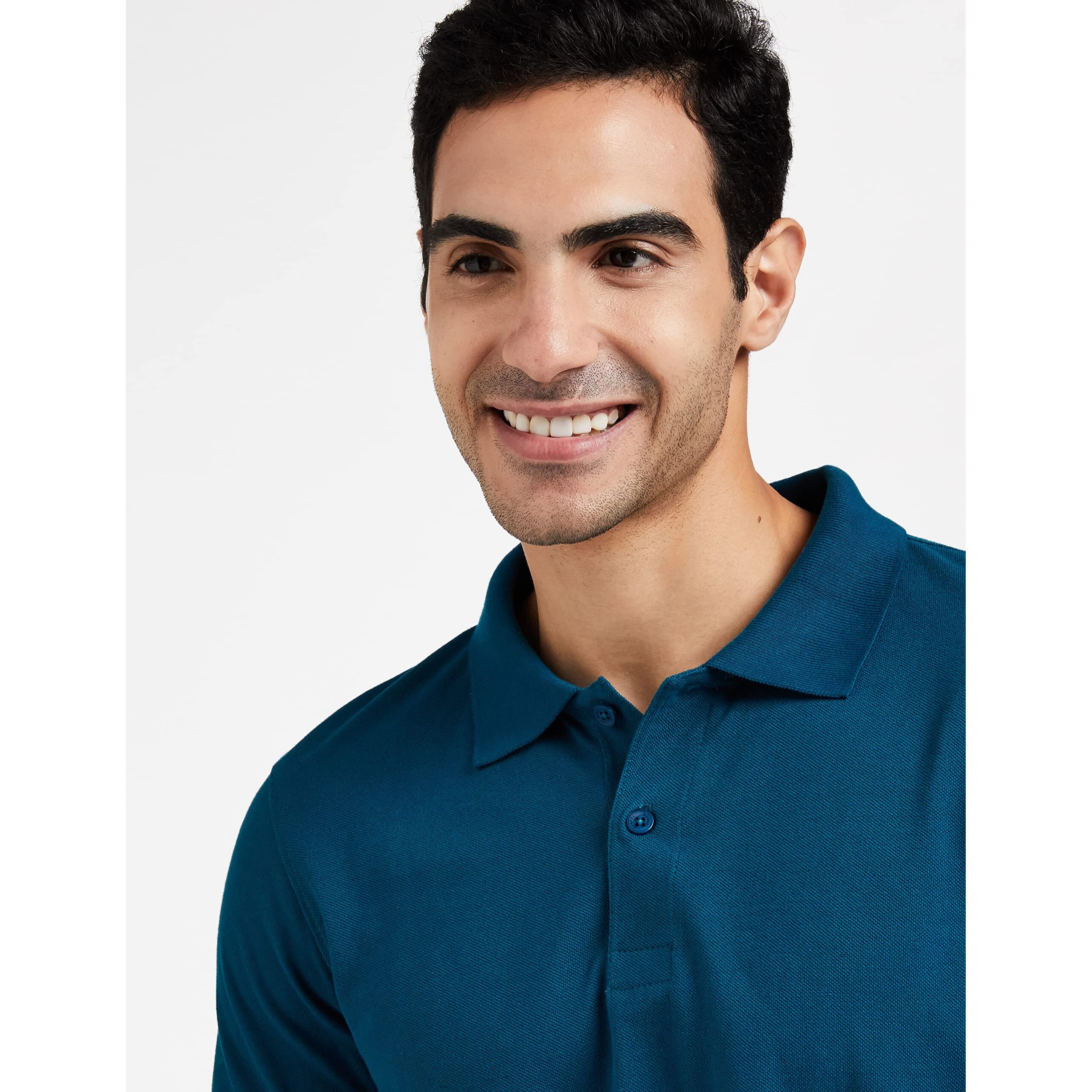 Amazon Brand - Symbol Men's Solid Cotton Rich Polo T Shirt | Collar Tshirts | Half Sleeves | Plain-Regular Fit (Fog Teal_M) (Available in Plus Size)