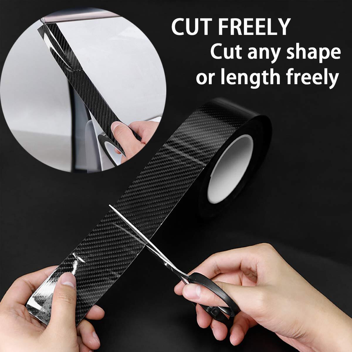 Sounce High Gloss Anti Scratch Black Carbon Fiber Paint Protection Film Tape for Car Seal Anti-Dust Waterproof Strip Door Edge Cover Guard Step Cover Tape for Protection and Decoration (Black)