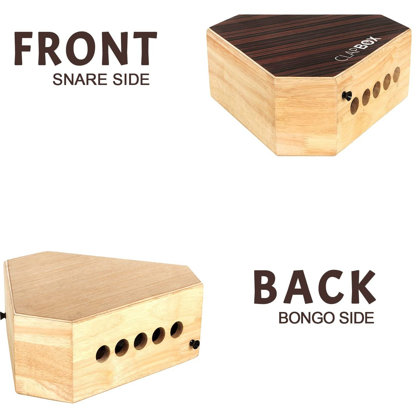 Clapbox Travel Cajon (2-sided), Snare, Bongo - Rubber wood with Carry Bag