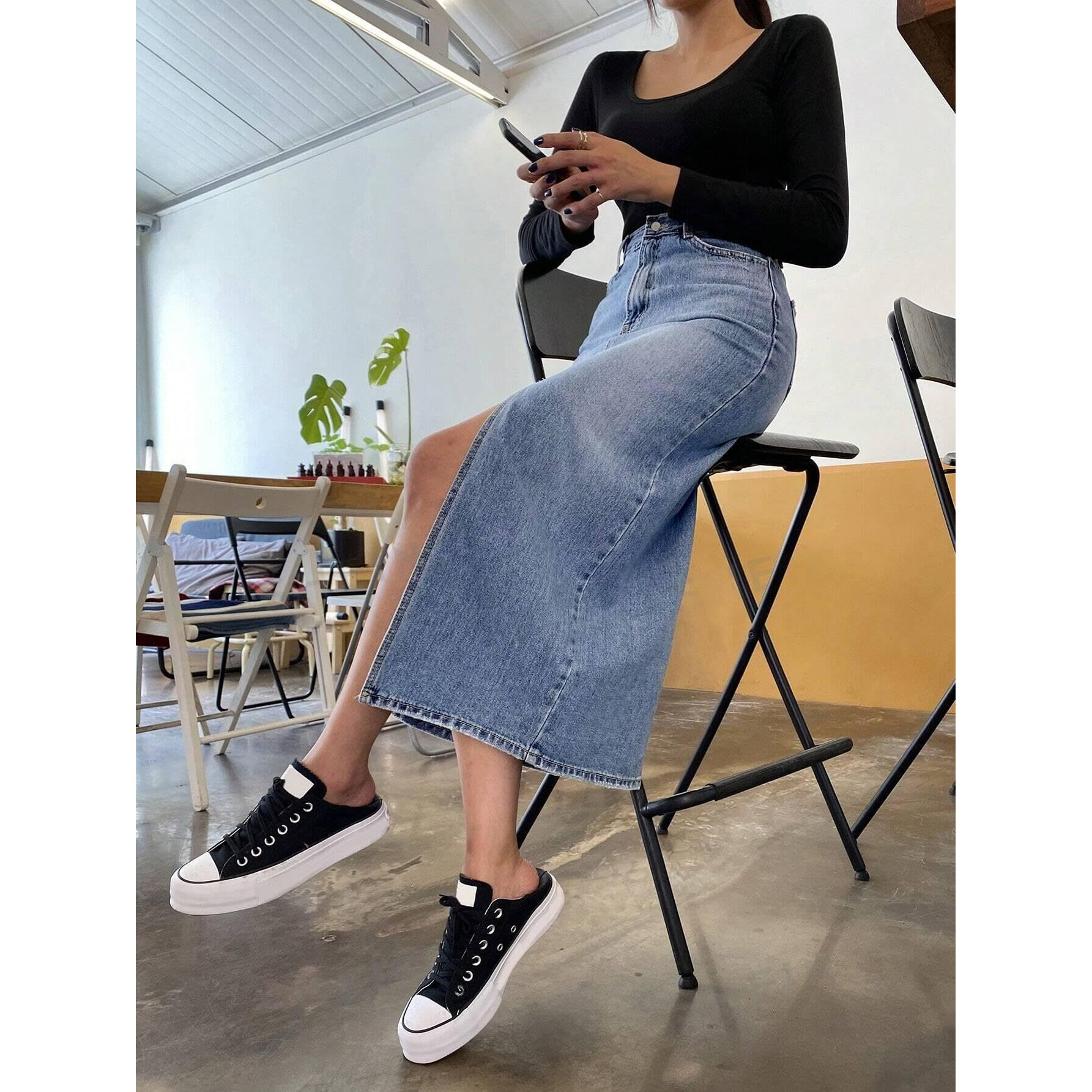 Leriya Fashion Denim Skirt for Women| Long Denim Skirt for Women| Denim Pencil Skirt for Women | (Large, Blue)